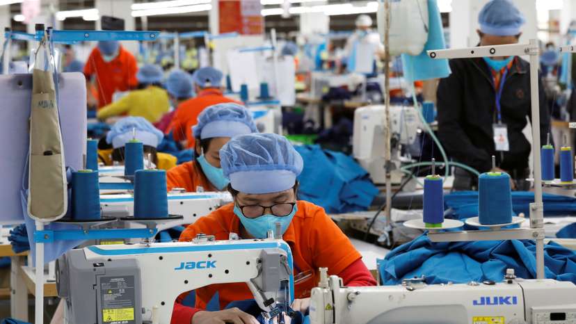 The making garment products for export at a factory in Hung Yen province