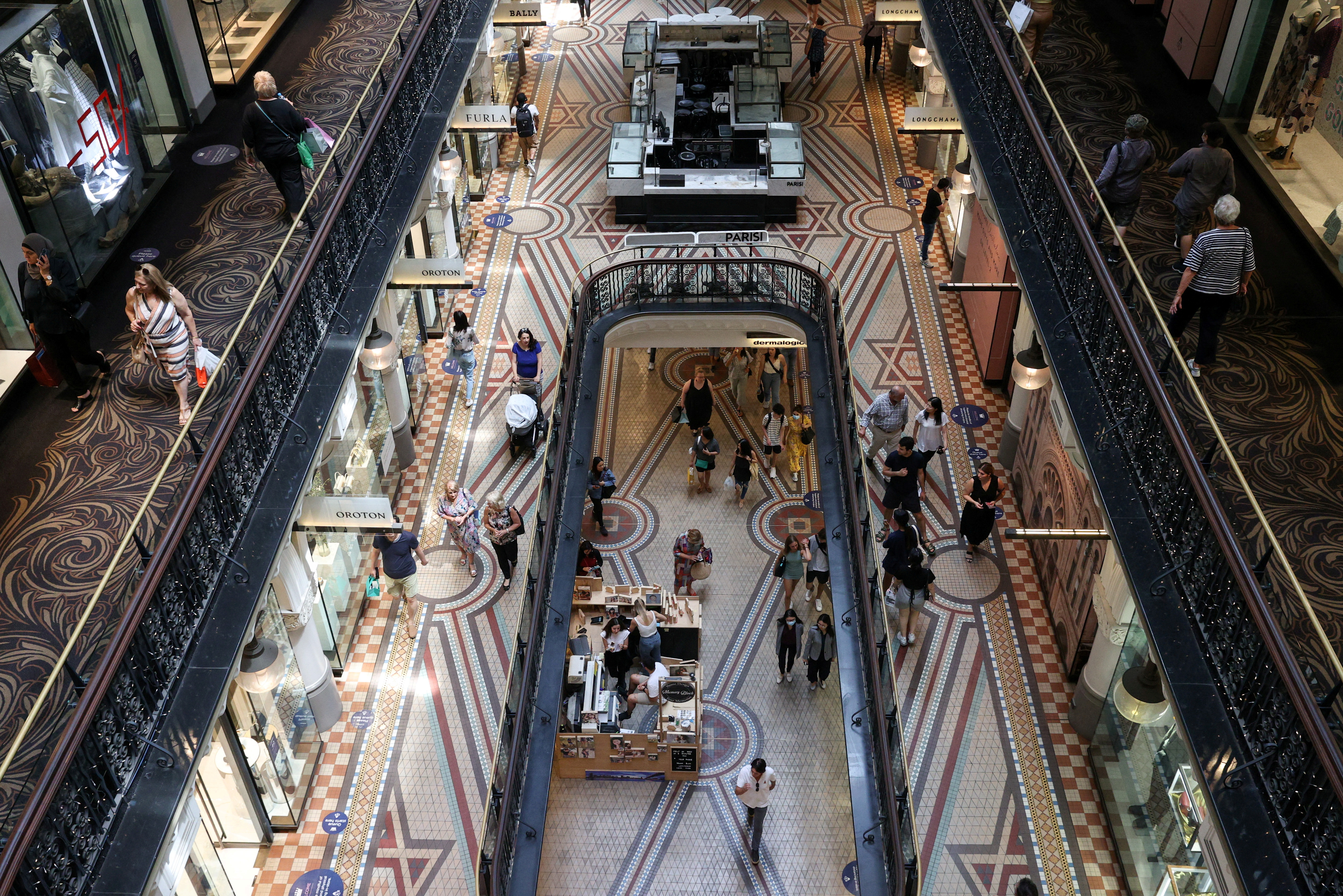 FILE PHOTO: Shoppers are seen in a mall in the city centre of Sydney