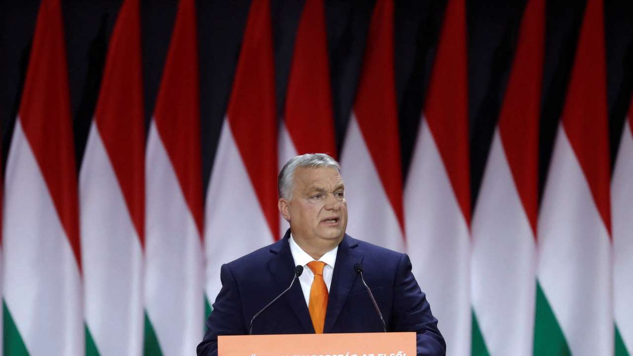 Hungarian Prime Minister Viktor Orban delivers a speech during the Fidesz party congress in Budapest