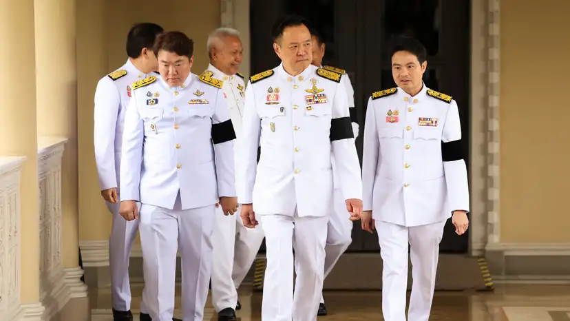 Thailand's Prime Minister Charnvirakul announces the dissolution of parliament, in Bangkok