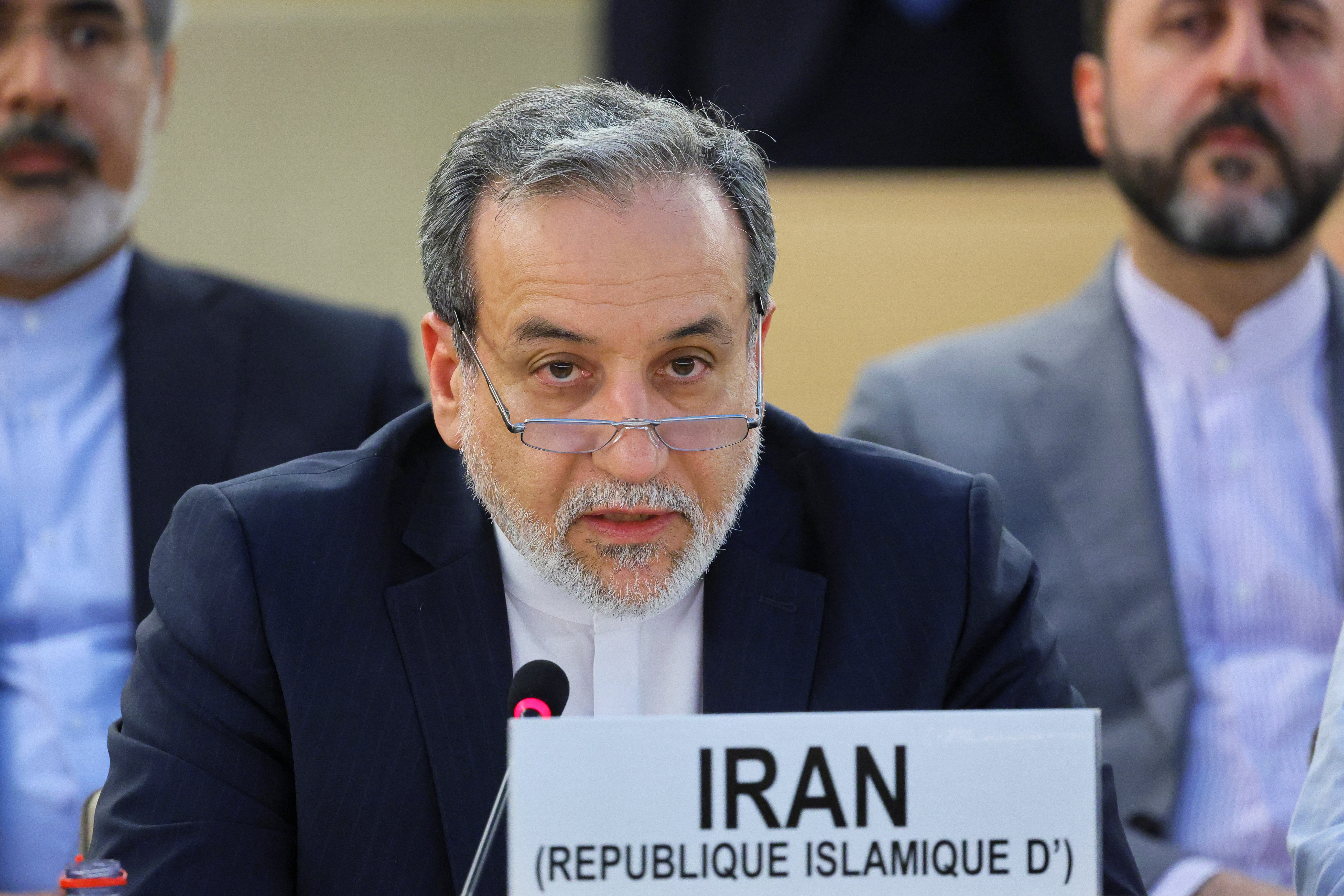 Iran's Foreign Minister Araghchi addresses a special session of the Human Rights Council at the United Nations in Geneva