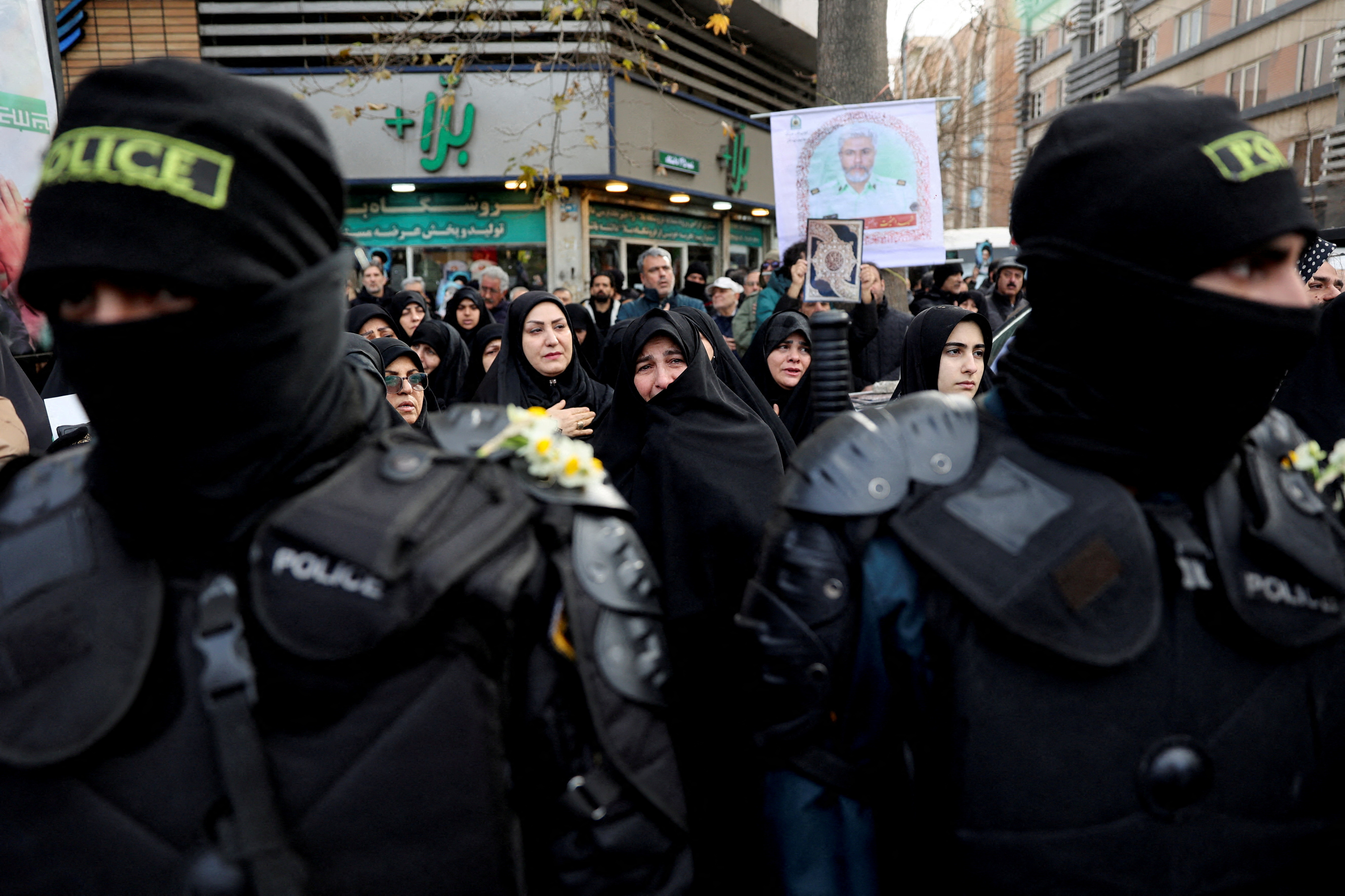 FILE PHOTO: Funeral of the security forces who were killed in the protests that erupted over the collapse of the currency's value in Tehran