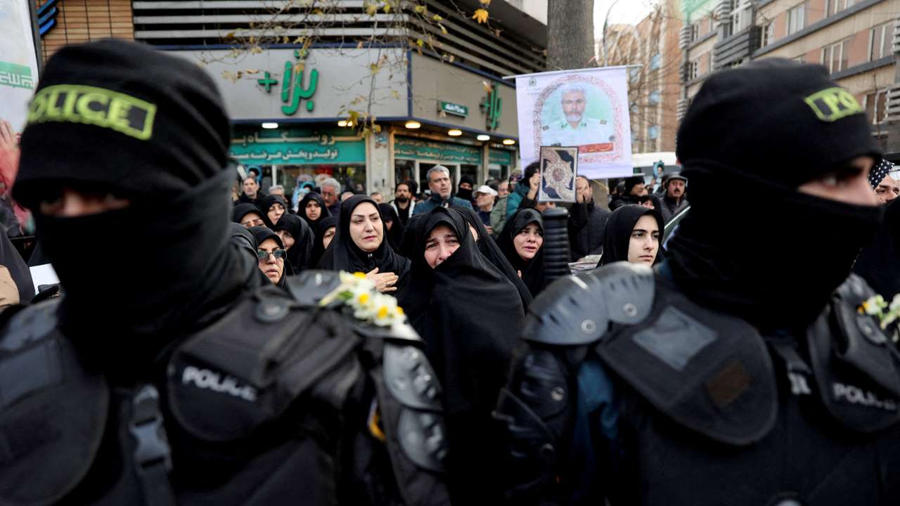 FILE PHOTO: Funeral of the security forces who were killed in the protests that erupted over the collapse of the currency's value in Tehran