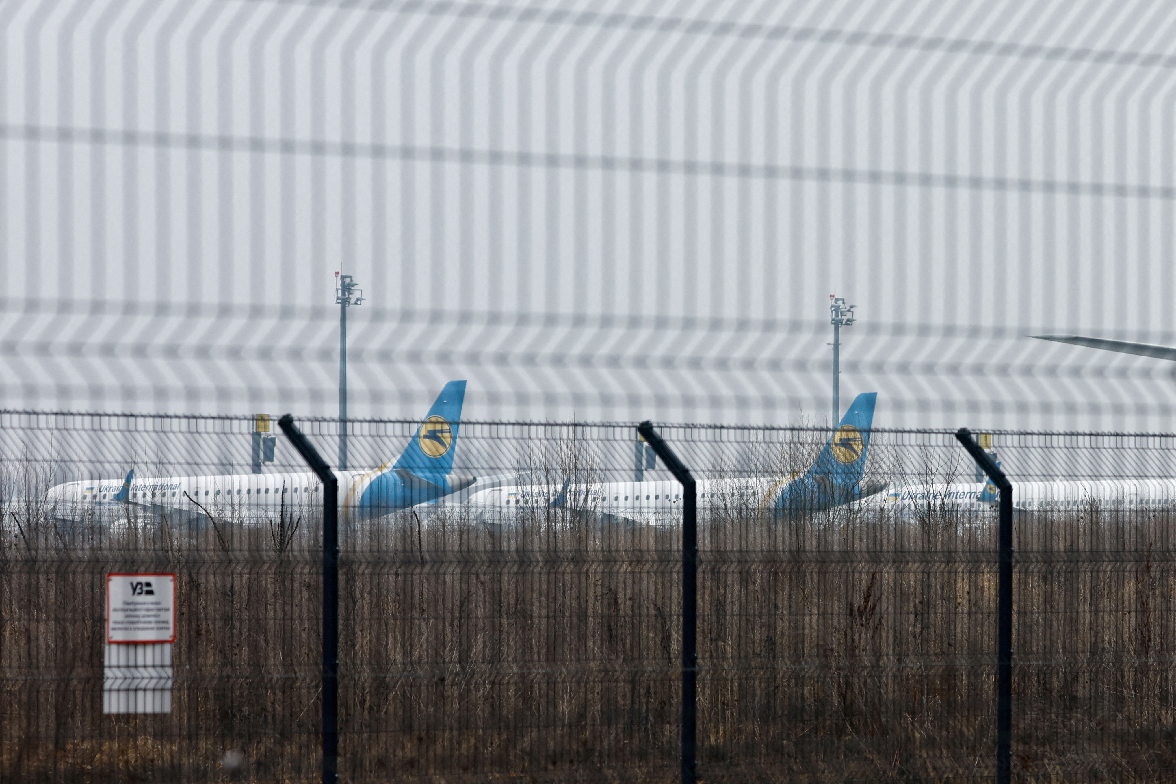 FILE PHOTO: Parked planes are seen at Boryspil International Airport