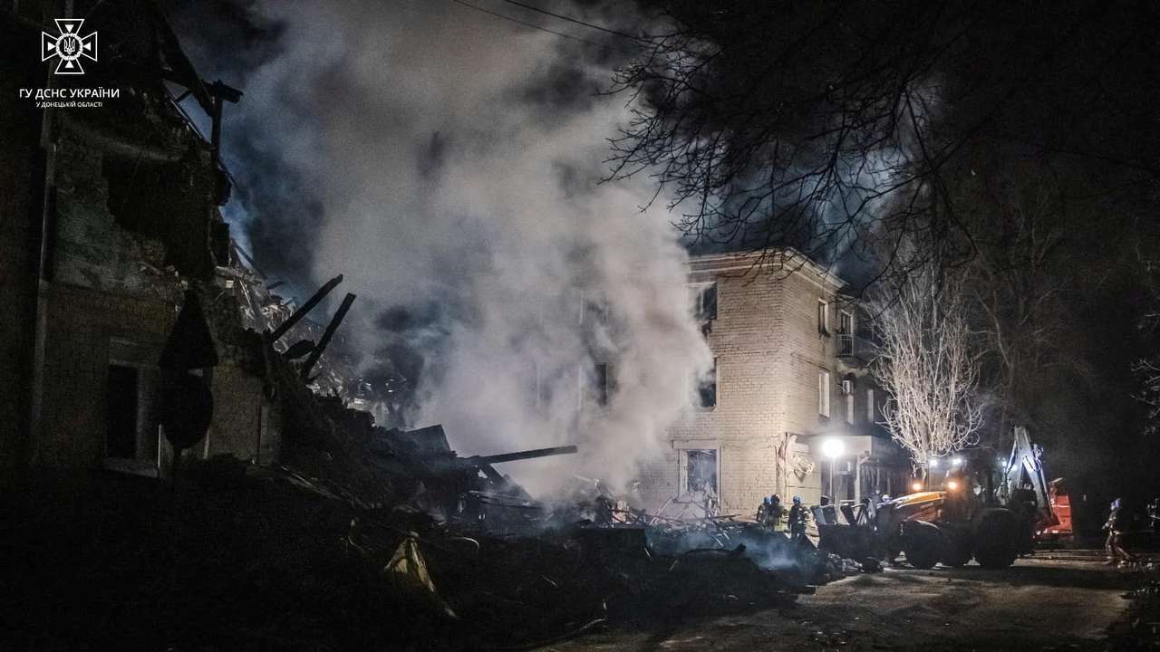 Aftermath of a Russian missile attack in Novohrodivka