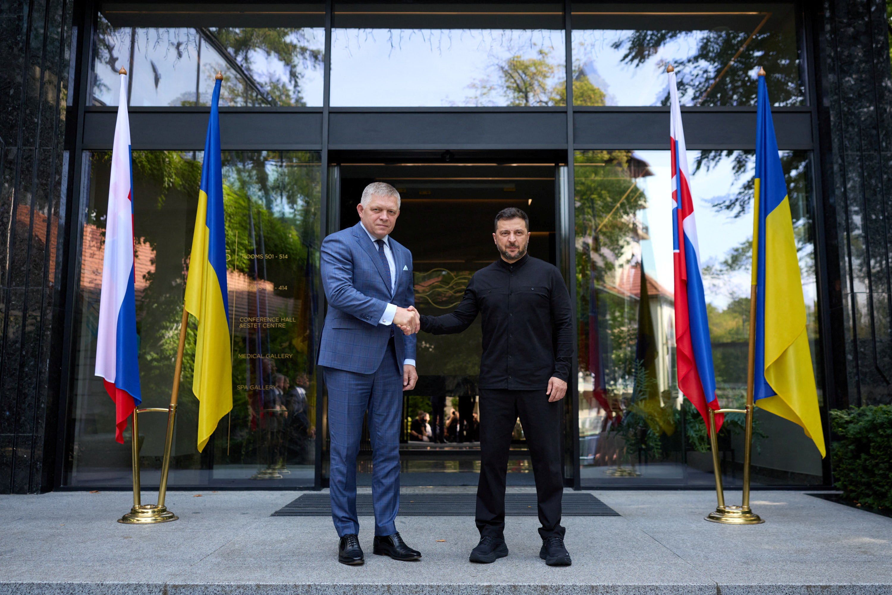 Ukraine's President Zelenskiy meets with Slovakia's Prime Minister Fico in Uzhhorod