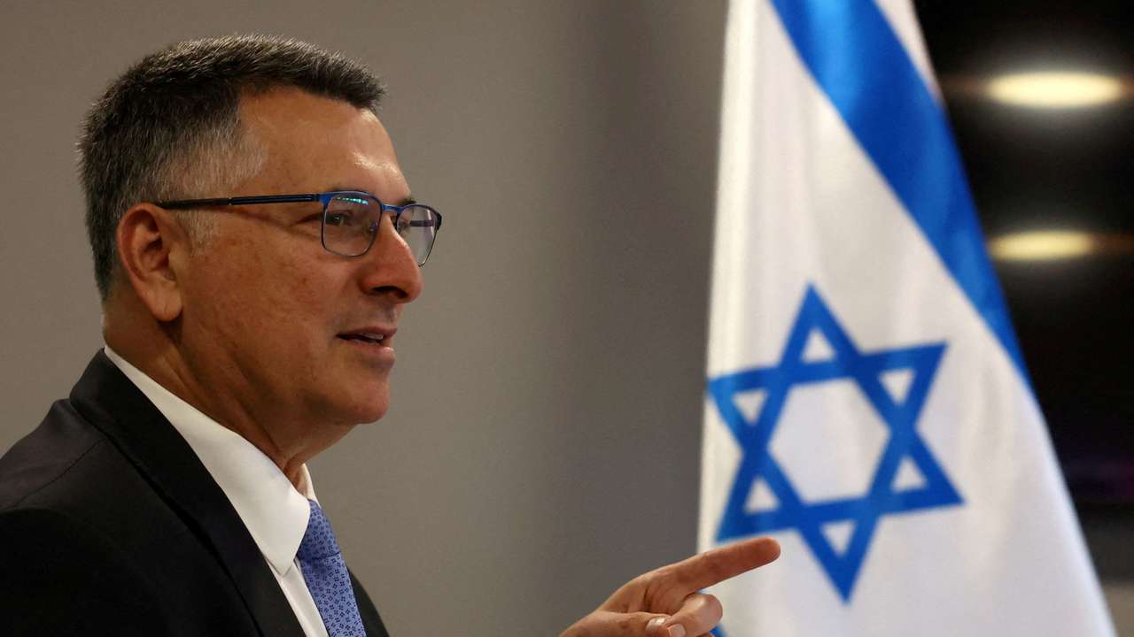 FILE PHOTO: Israeli Foreign Minister Saar speaks during a meeting with Hungarian Foreign Minister Szijjarto in Budapest