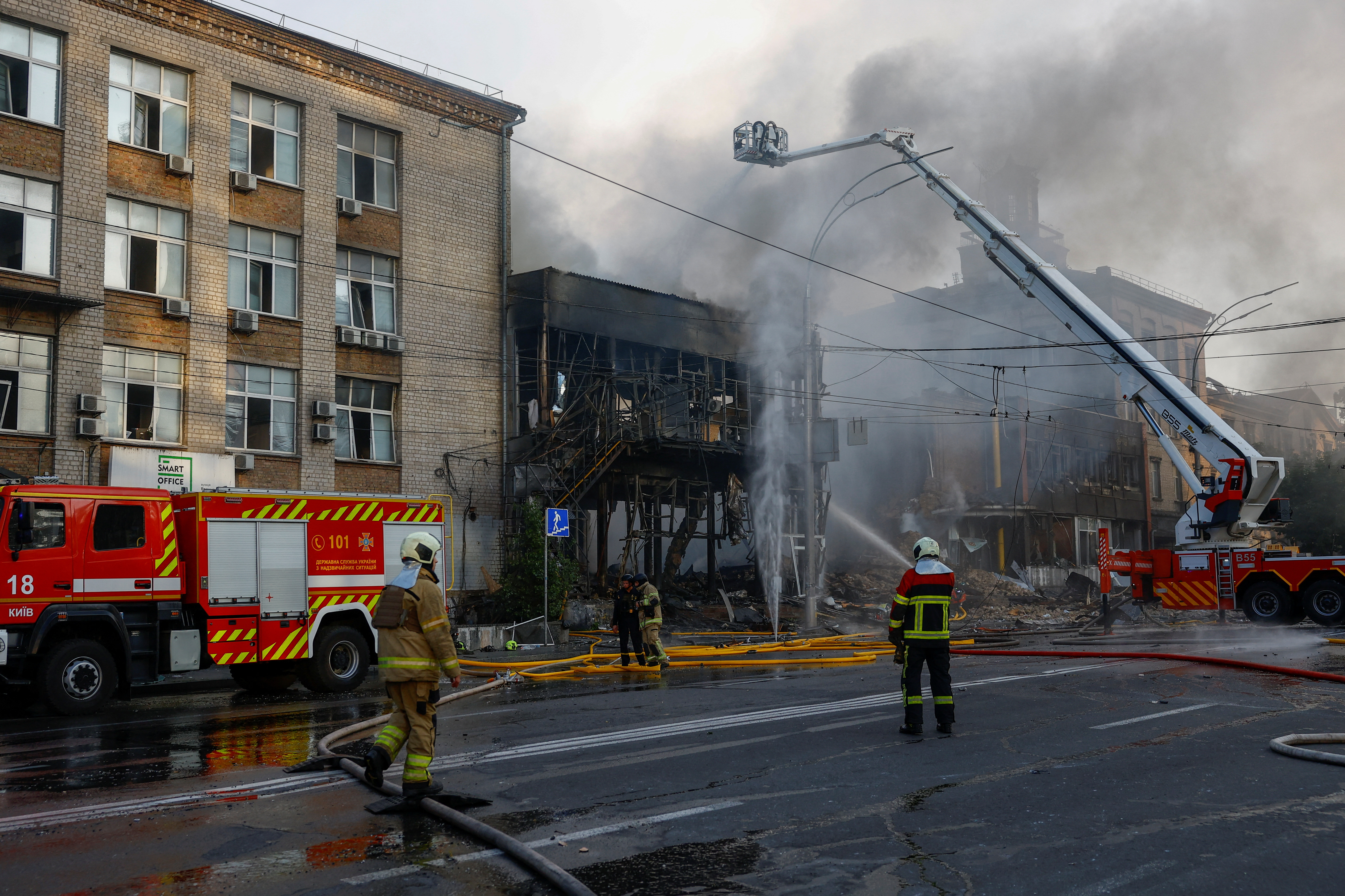 Aftermath of a Russian drone and missile attack in Kyiv