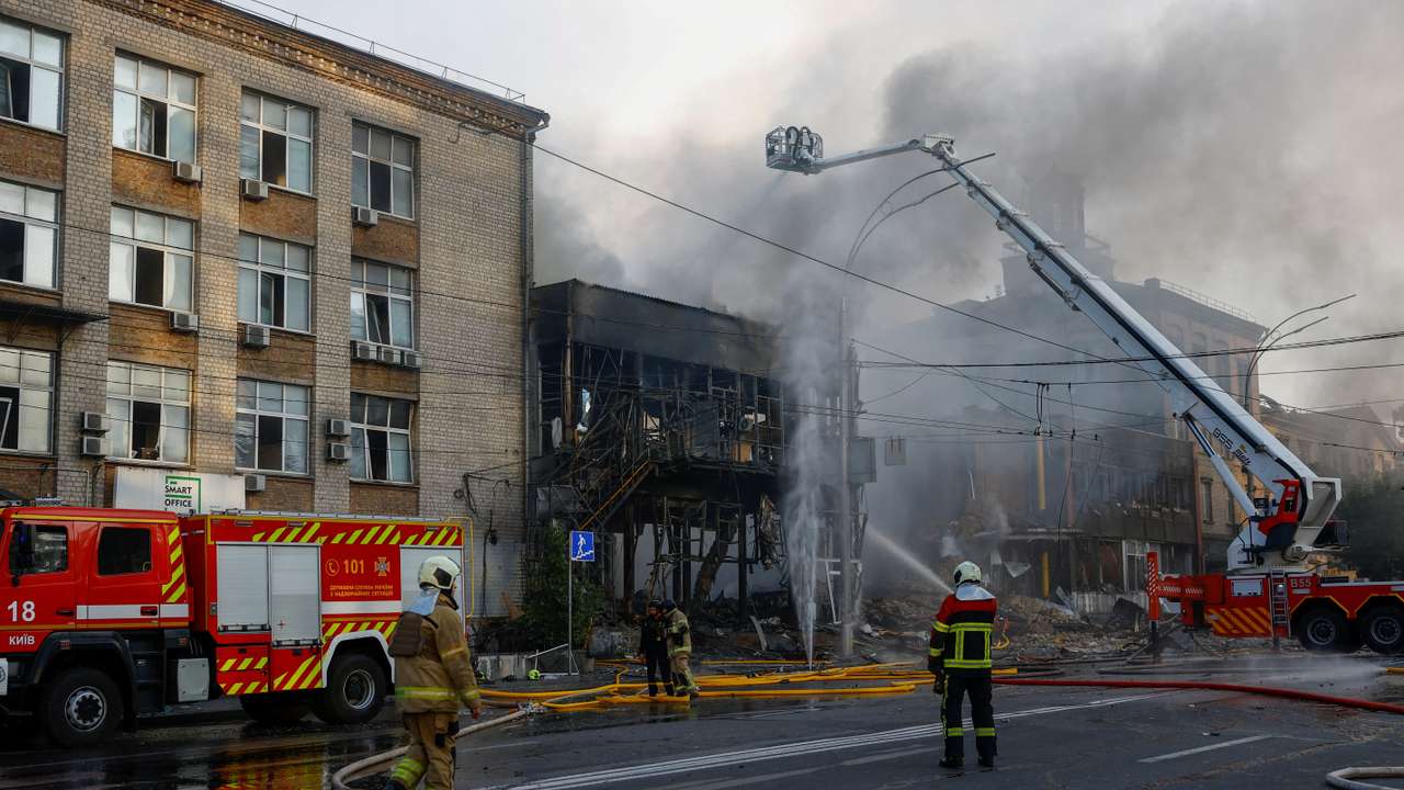 Aftermath of a Russian drone and missile attack in Kyiv