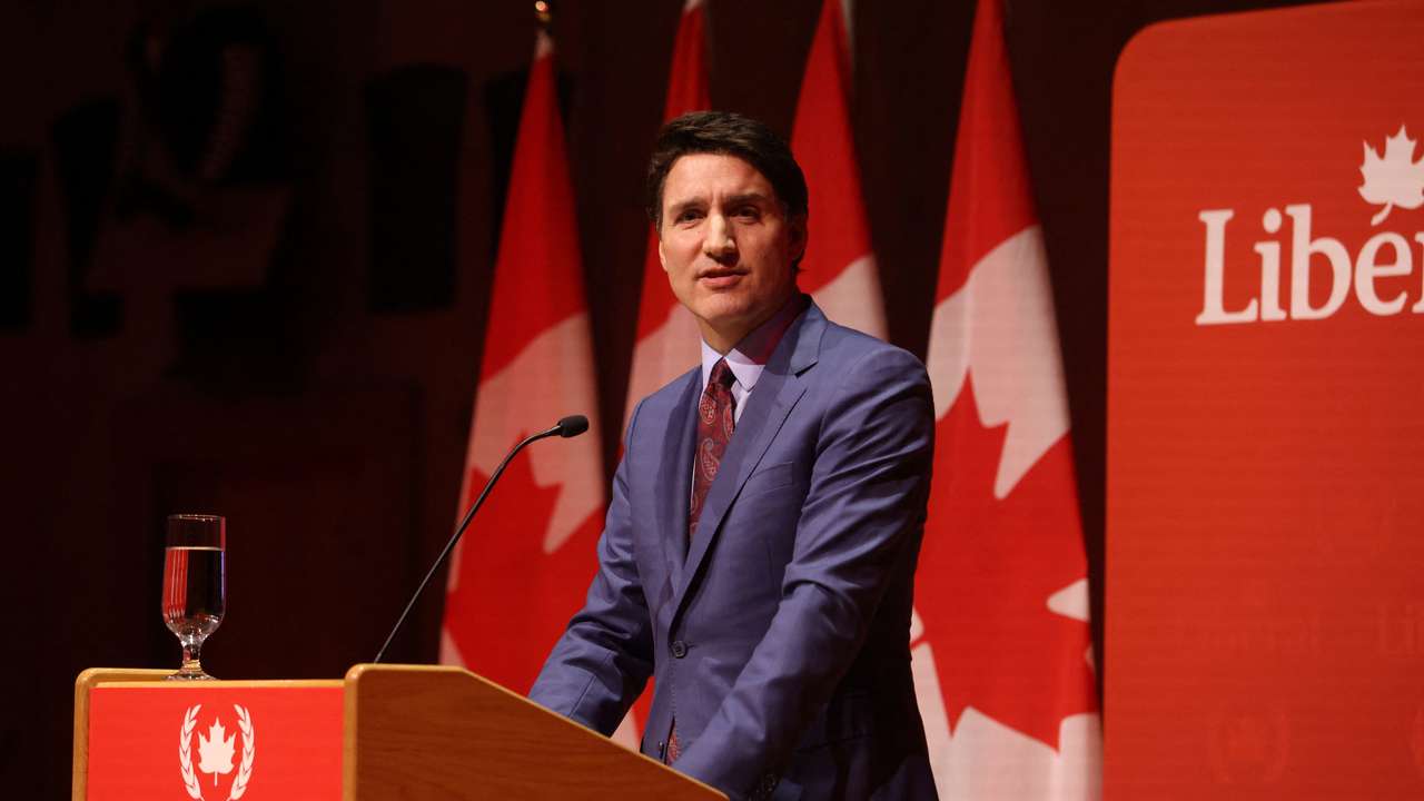 Canada's Prime Minister Justin Trudeau speaks at the Laurier Club holiday party in Gatineau