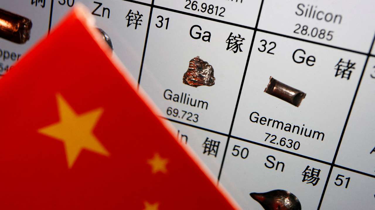 Illustration picture of gallium and germanium with Chinese flag