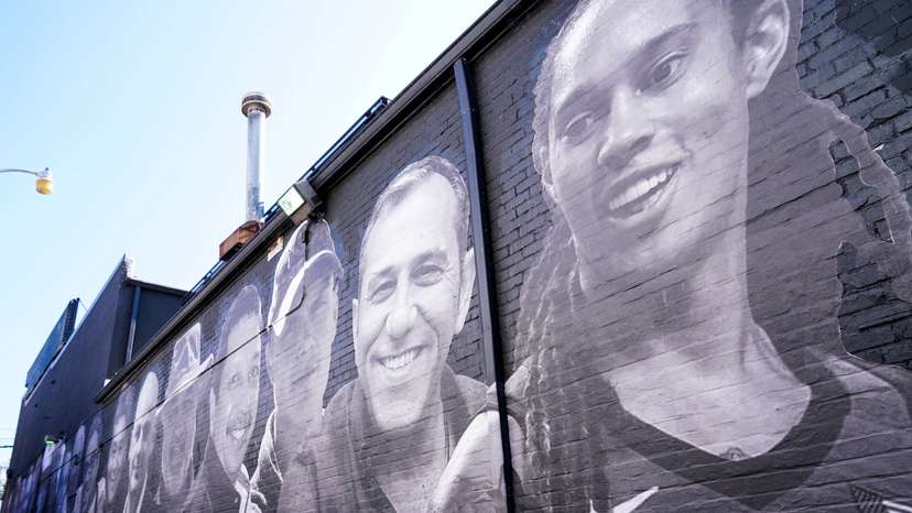 FILE PHOTO: Brittney Griner and other hostages mural in Washington