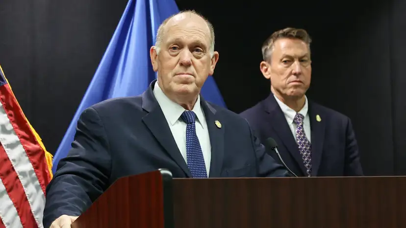 White House border czar Tom Homan speaks at a press conference in Minnesota