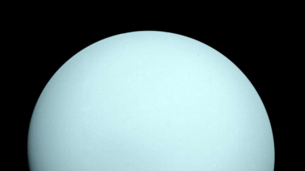 An image of the planet Uranus taken by the NASA spacecraft Voyager 2 in 1986