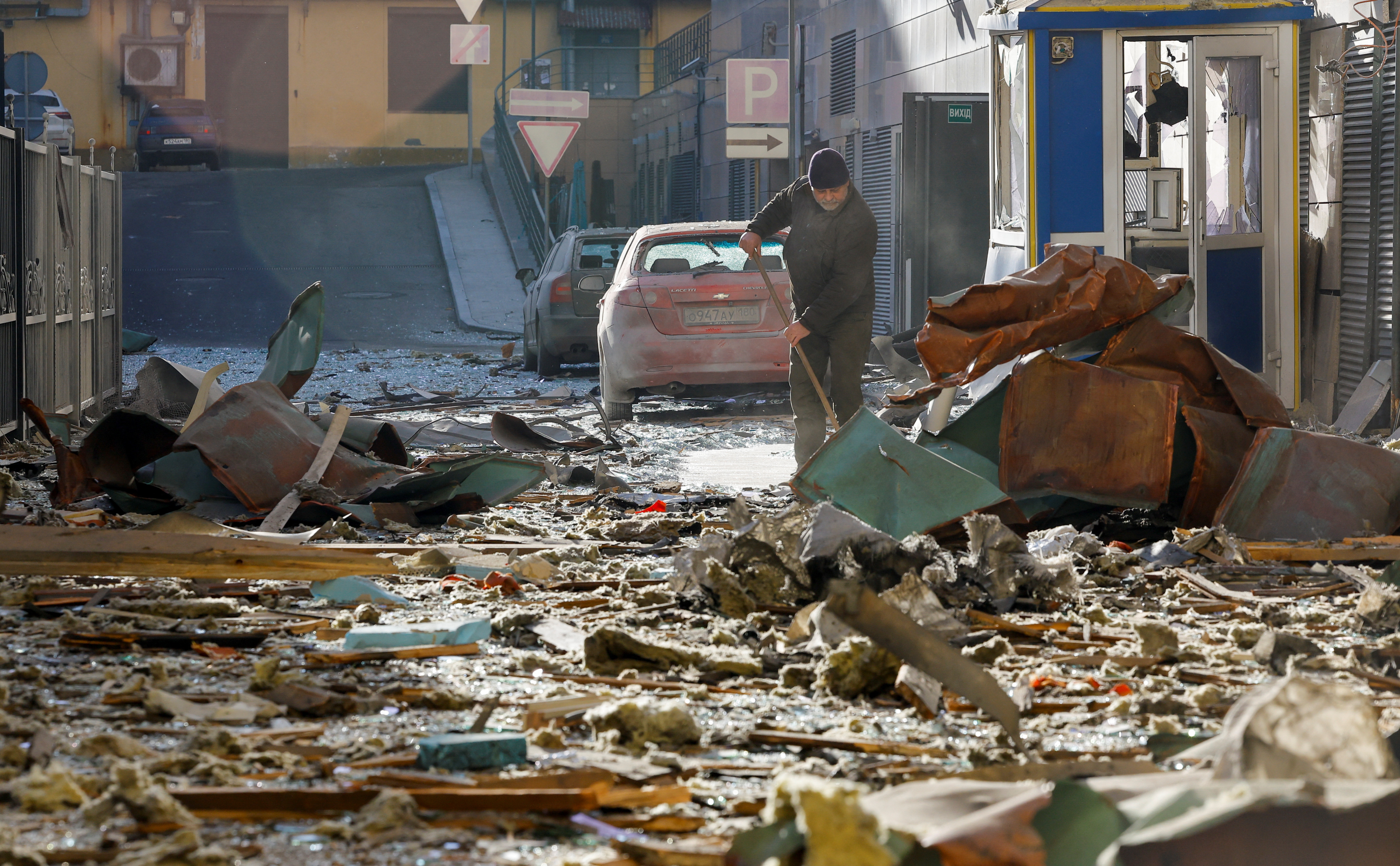 Aftermath of recent shelling in Donetsk
