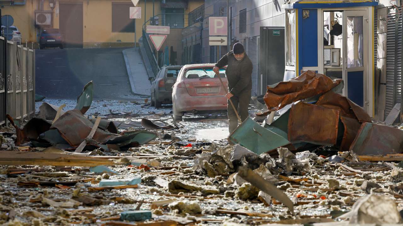 Aftermath of recent shelling in Donetsk