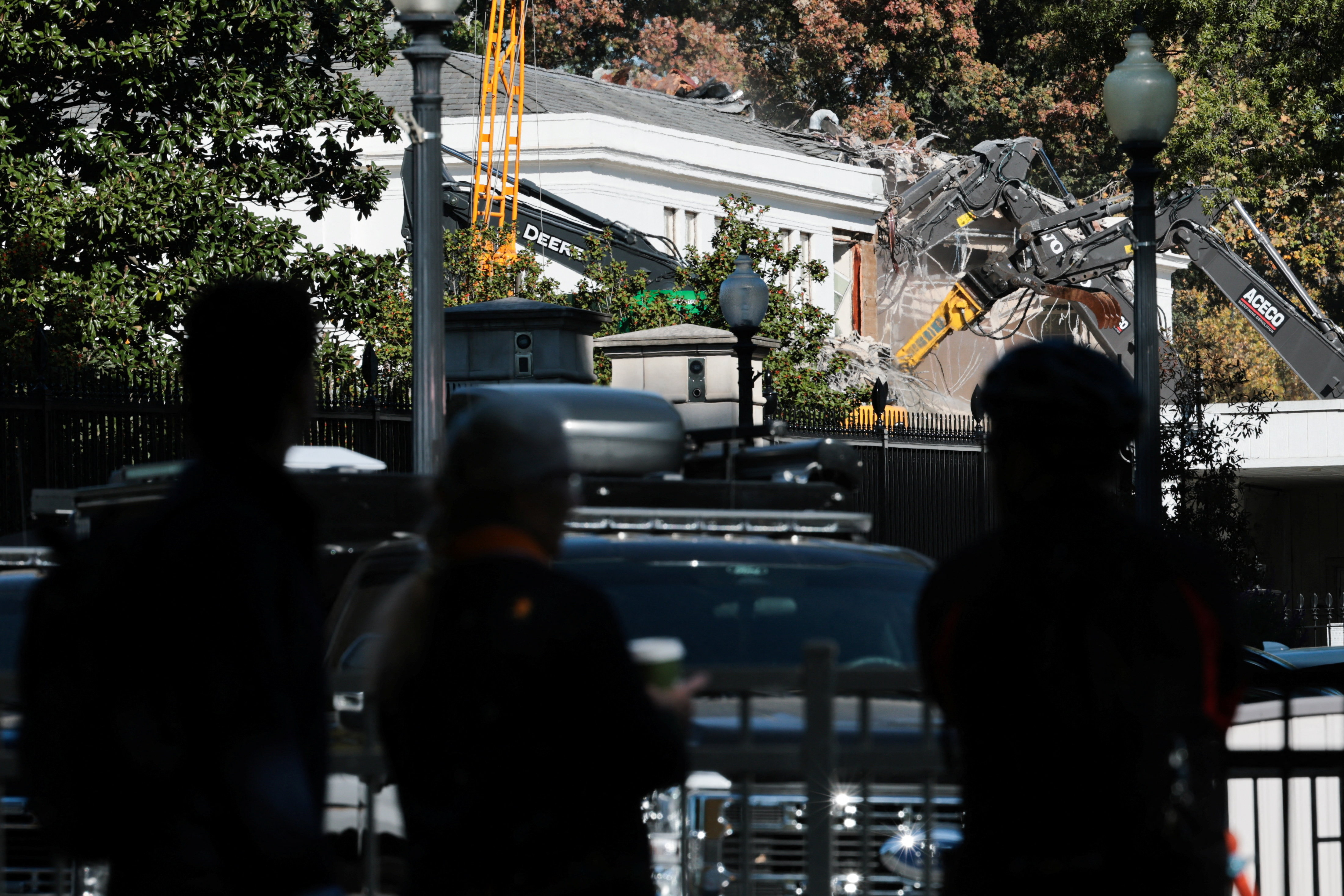 Demolition continues on part of the White House East Wing, in Washington