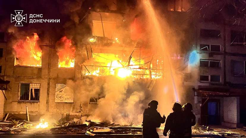 Aftermath of a Russian military strike in Dobropillia