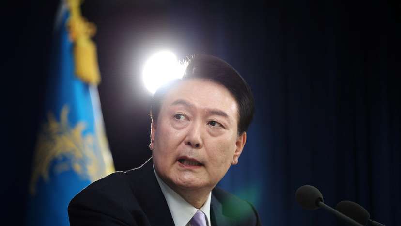 South Korean President Yoon Suk Yeol holds a press conference