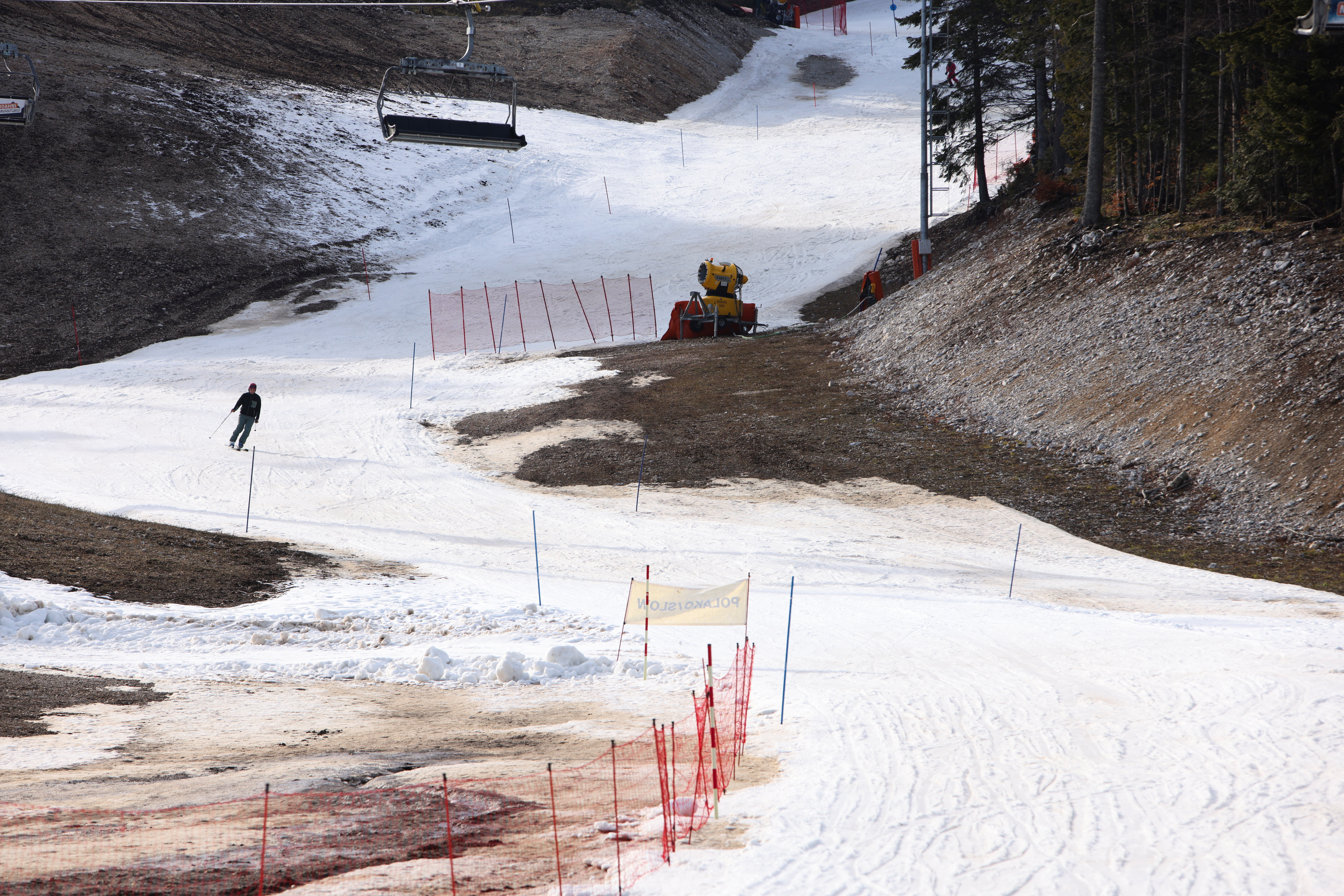 Unseasonably warm weather on Mount Bjelasnica, a popular ski resort near Sarajevo