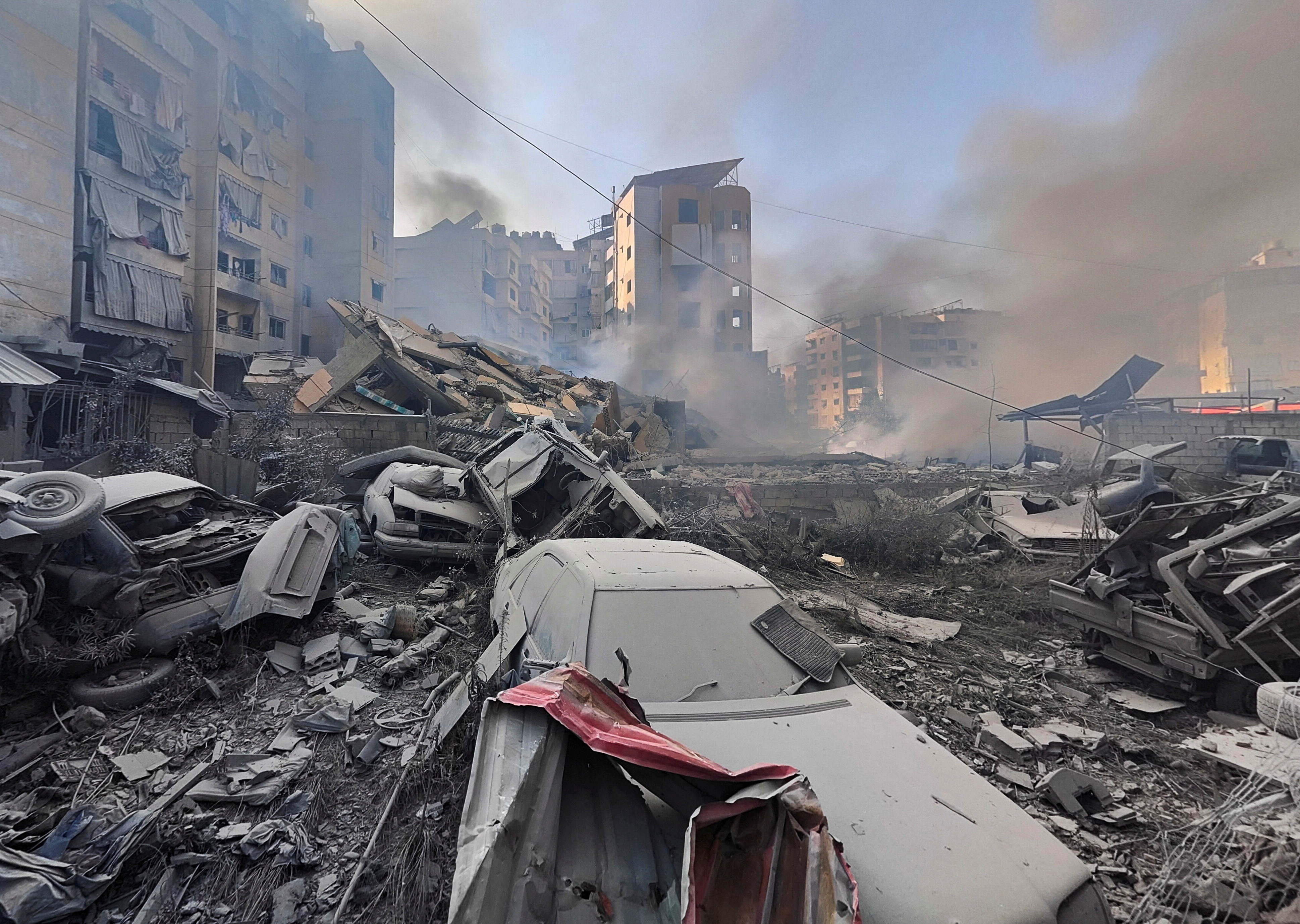 Aftermath of Israeli strikes on Beirut's southern suburbs