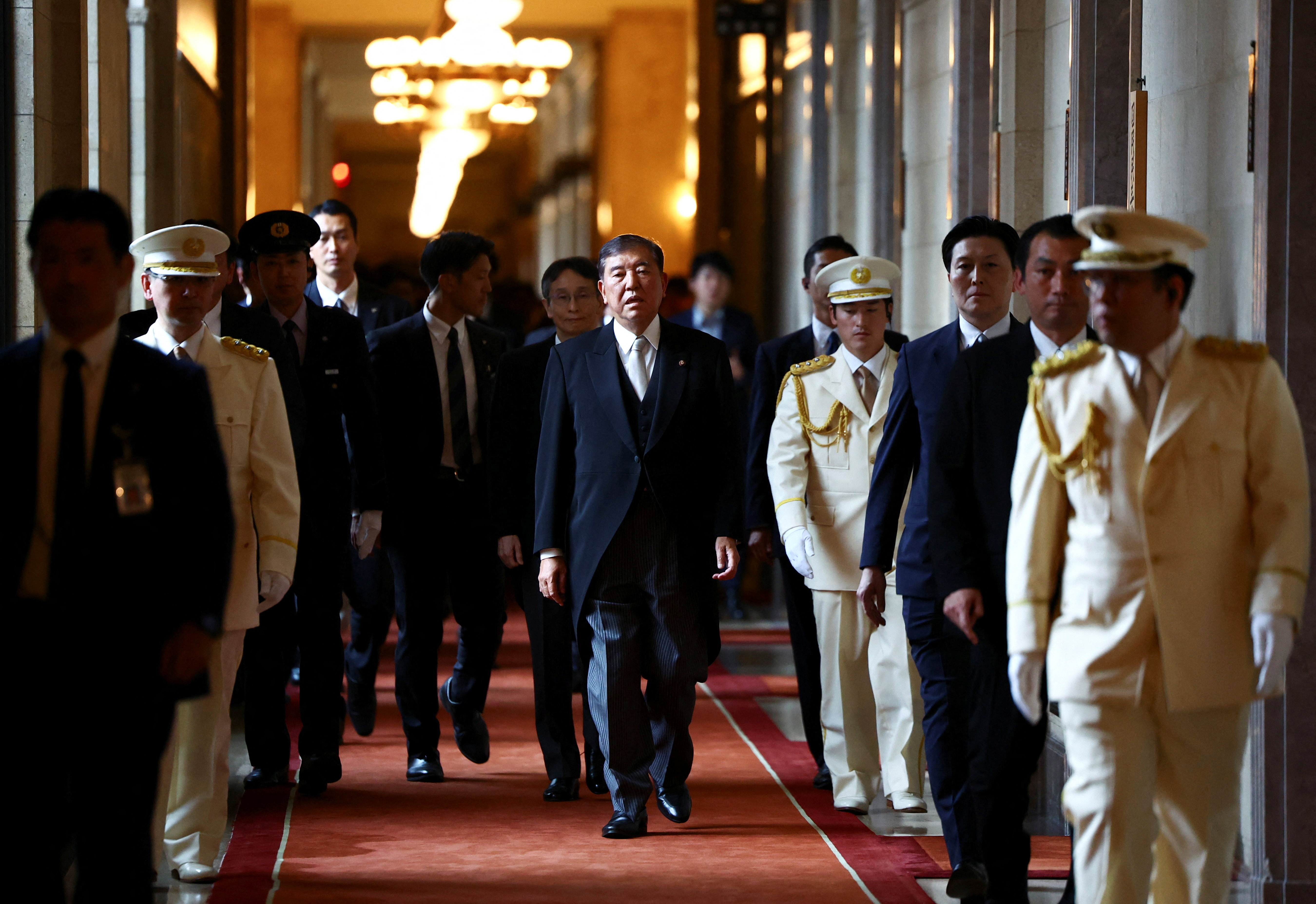 Japan's Prime Minister Shigeru Ishiba attends the opening ceremony of the parliamentary session in Tokyo