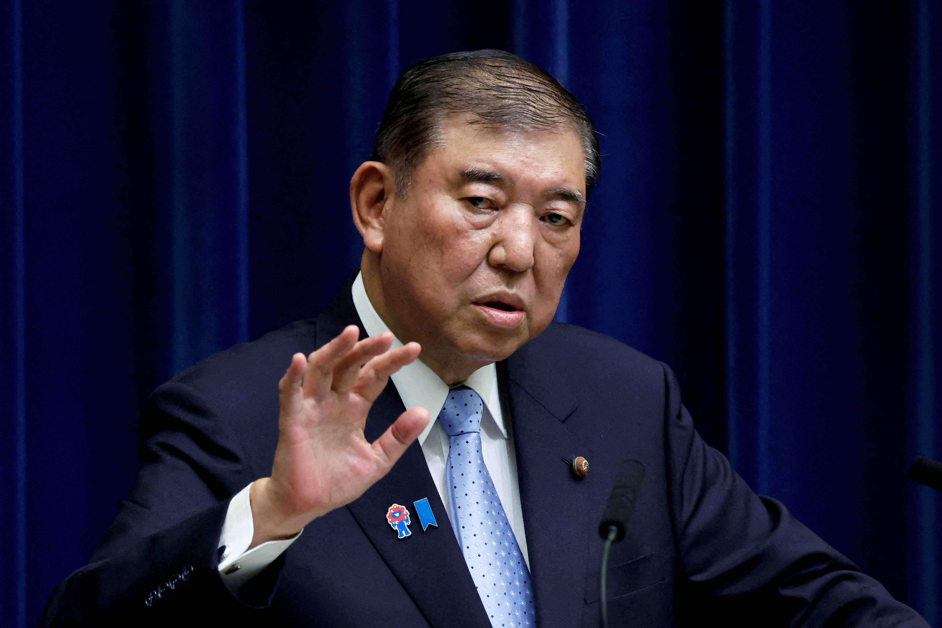 FILE PHOTO: Japan's Prime Minister Shigeru Ishiba attends a press conference in Tokyo