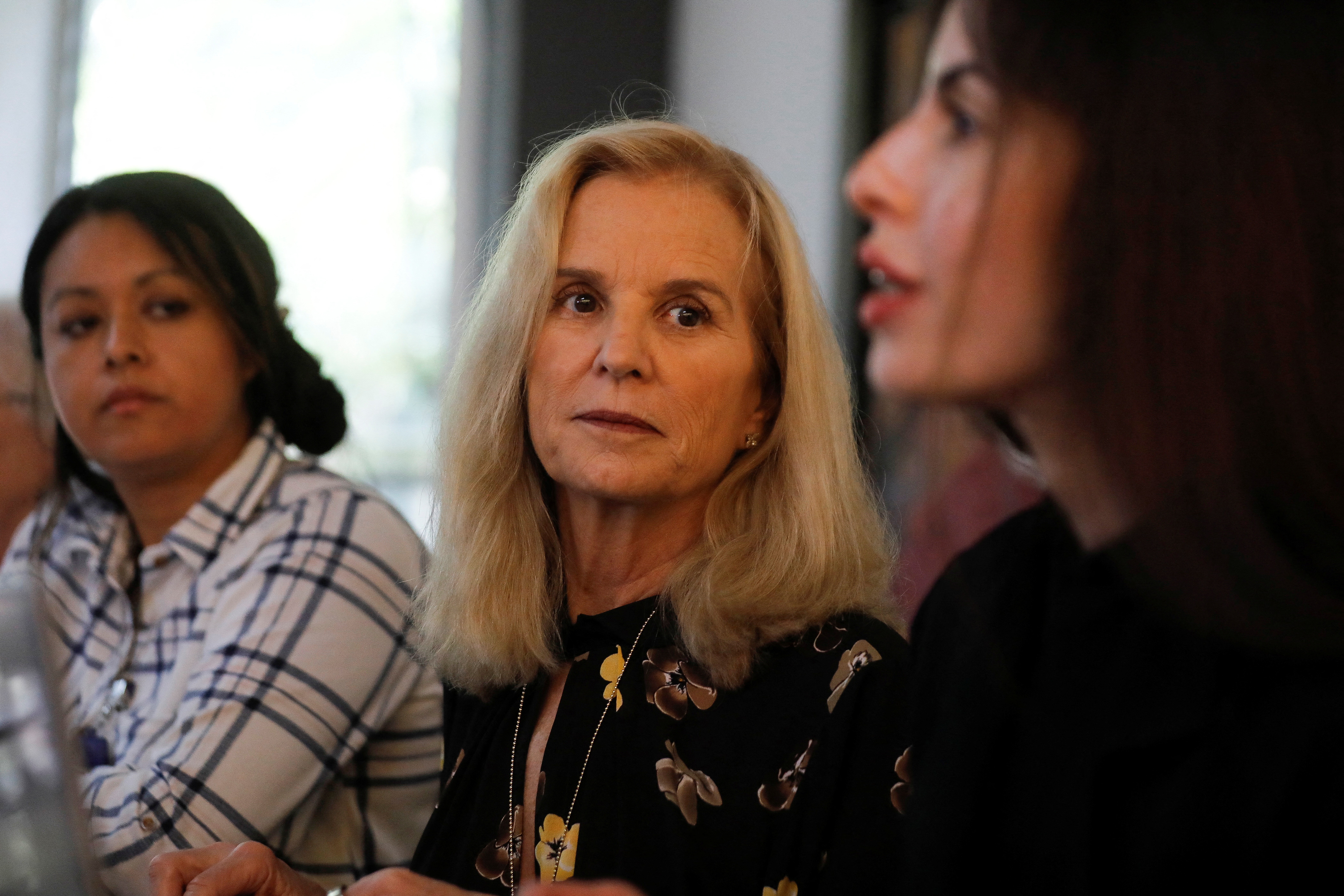 Kerry Kennedy, President of Robert F. Kennedy Human Rights attends a press conference in Santa Tecla