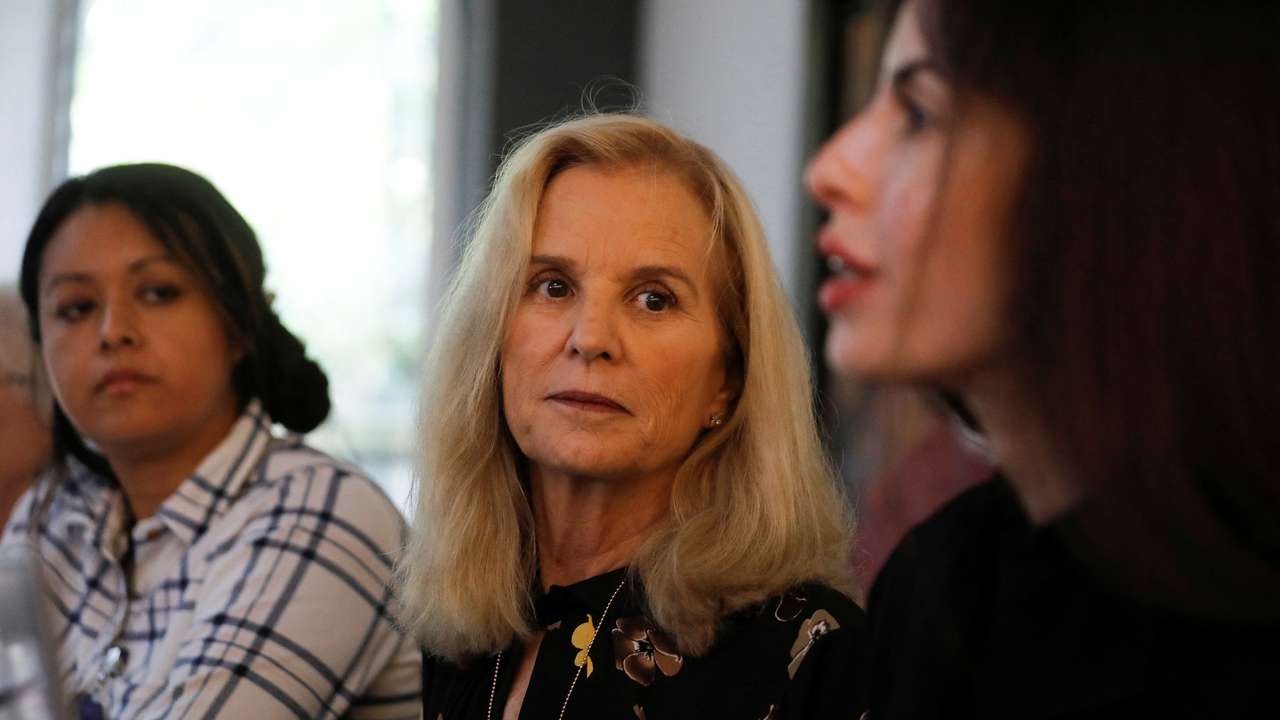 Kerry Kennedy, President of Robert F. Kennedy Human Rights attends a press conference in Santa Tecla
