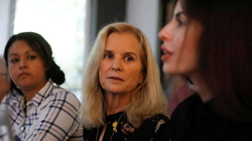 Kerry Kennedy, President of Robert F. Kennedy Human Rights attends a press conference in Santa Tecla
