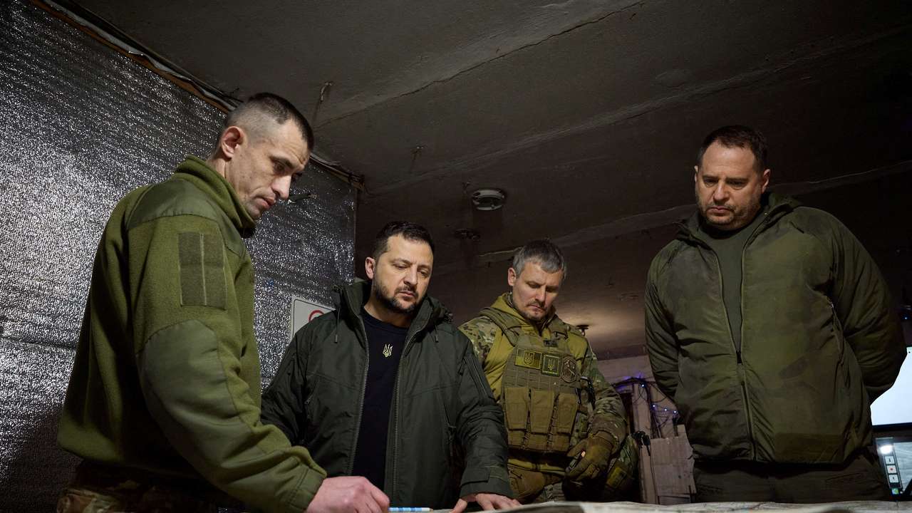 Ukraine's President Zelenskiy visits a frontline in Avdiivka