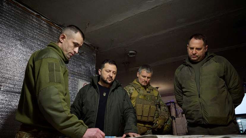 Ukraine's President Zelenskiy visits a frontline in Avdiivka
