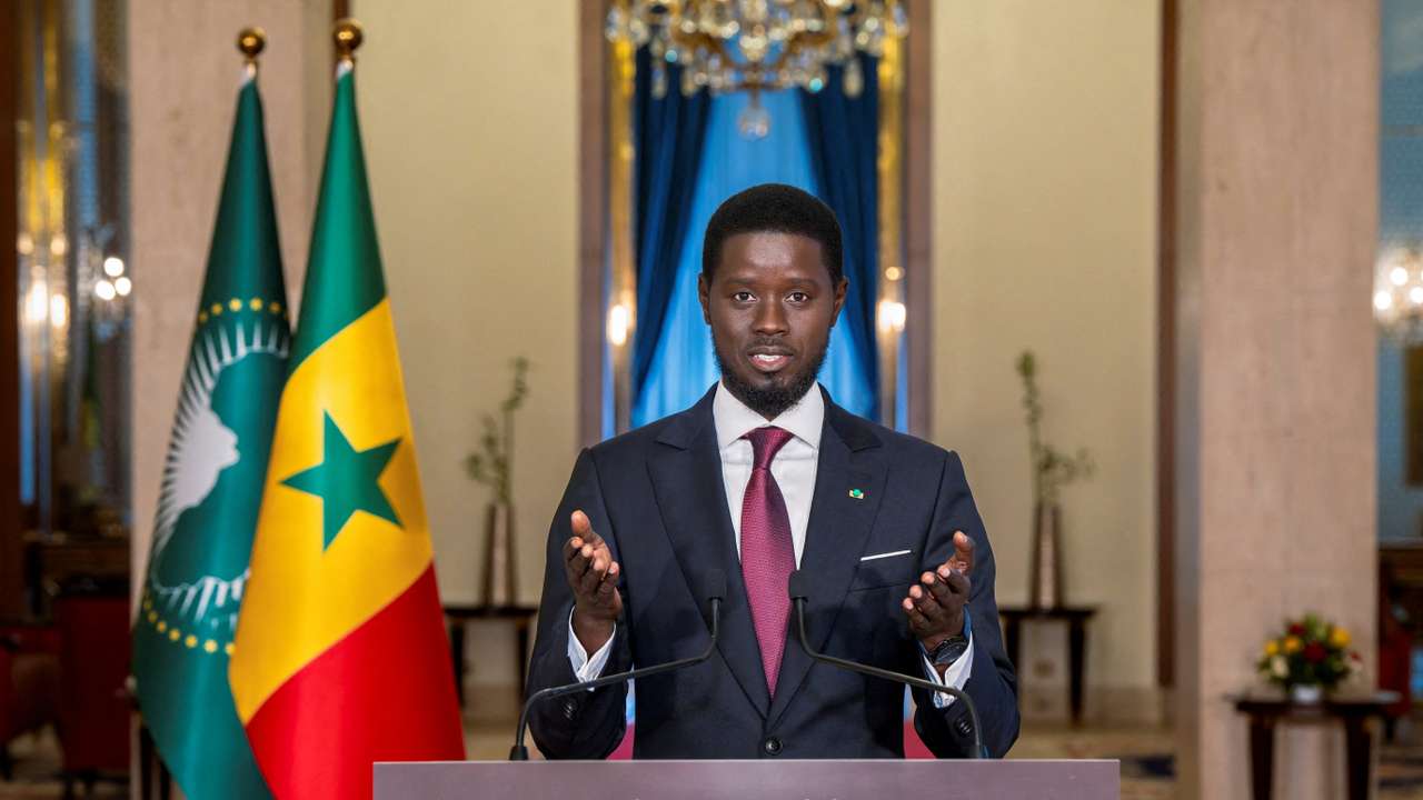FILE PHOTO: Senegal's newly elected president Bassirou Diomaye Faye addresses the nation in Dakar