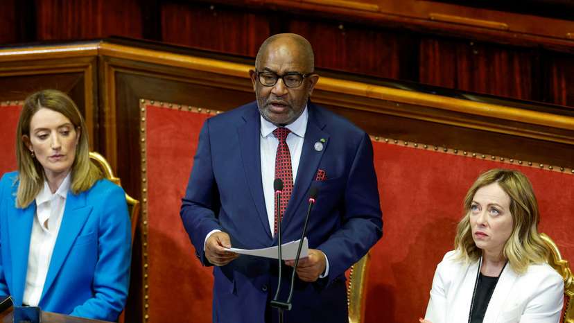 FILE PHOTO: Azali Assoumani speaks in Rome
