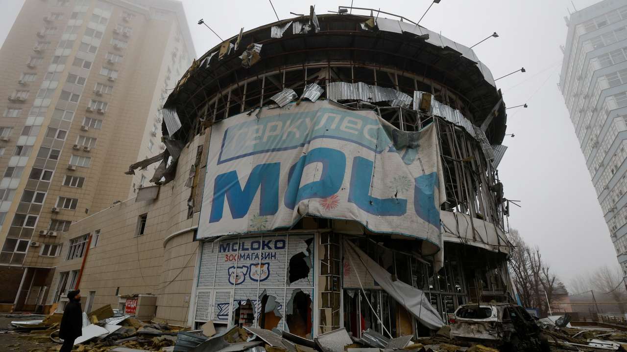 Aftermath of recent shelling in Donetsk
