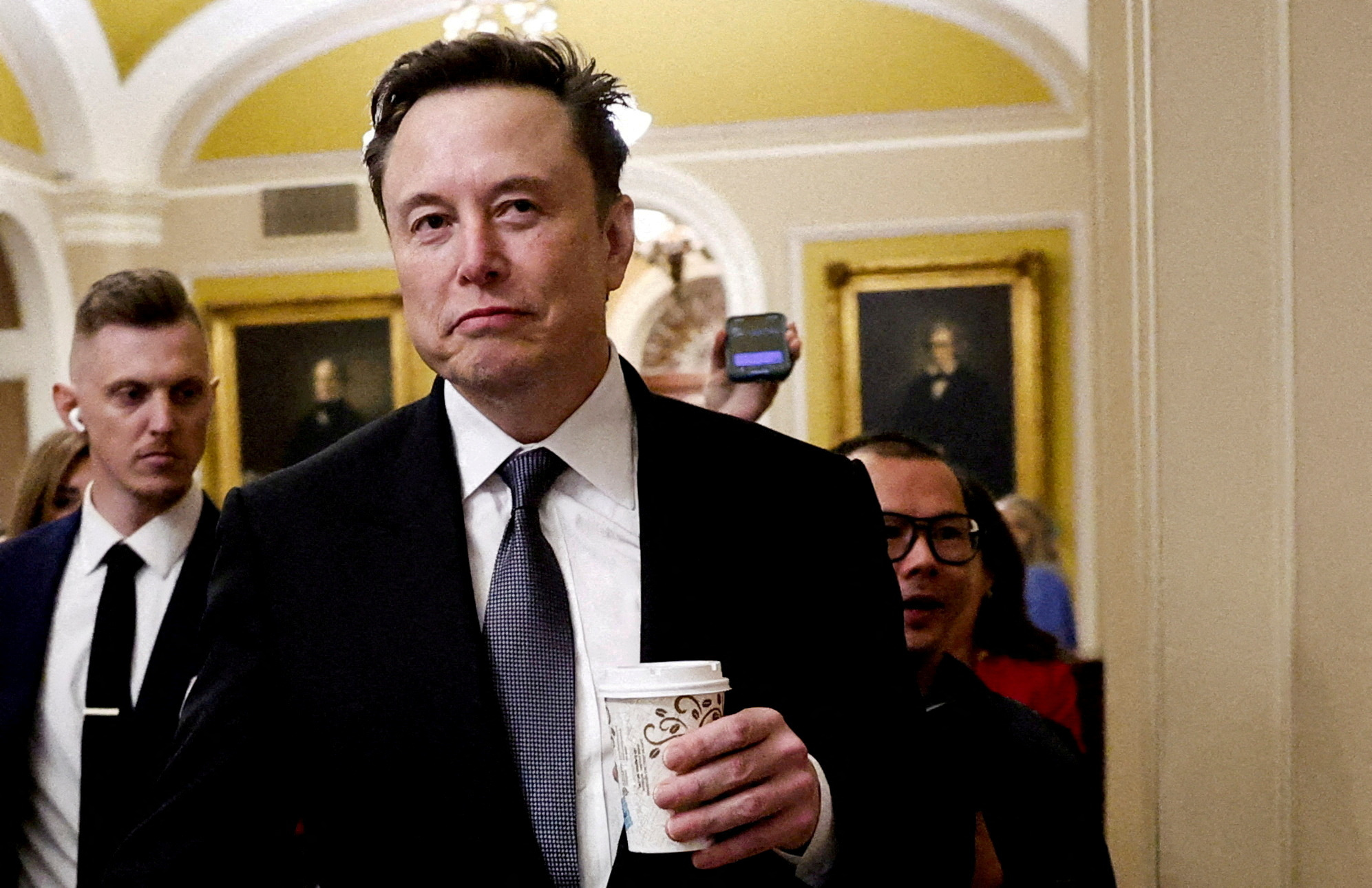 FILE PHOTO: Members of US Congress meet with Musk and Ramaswamy on Trump's government efficiency plan