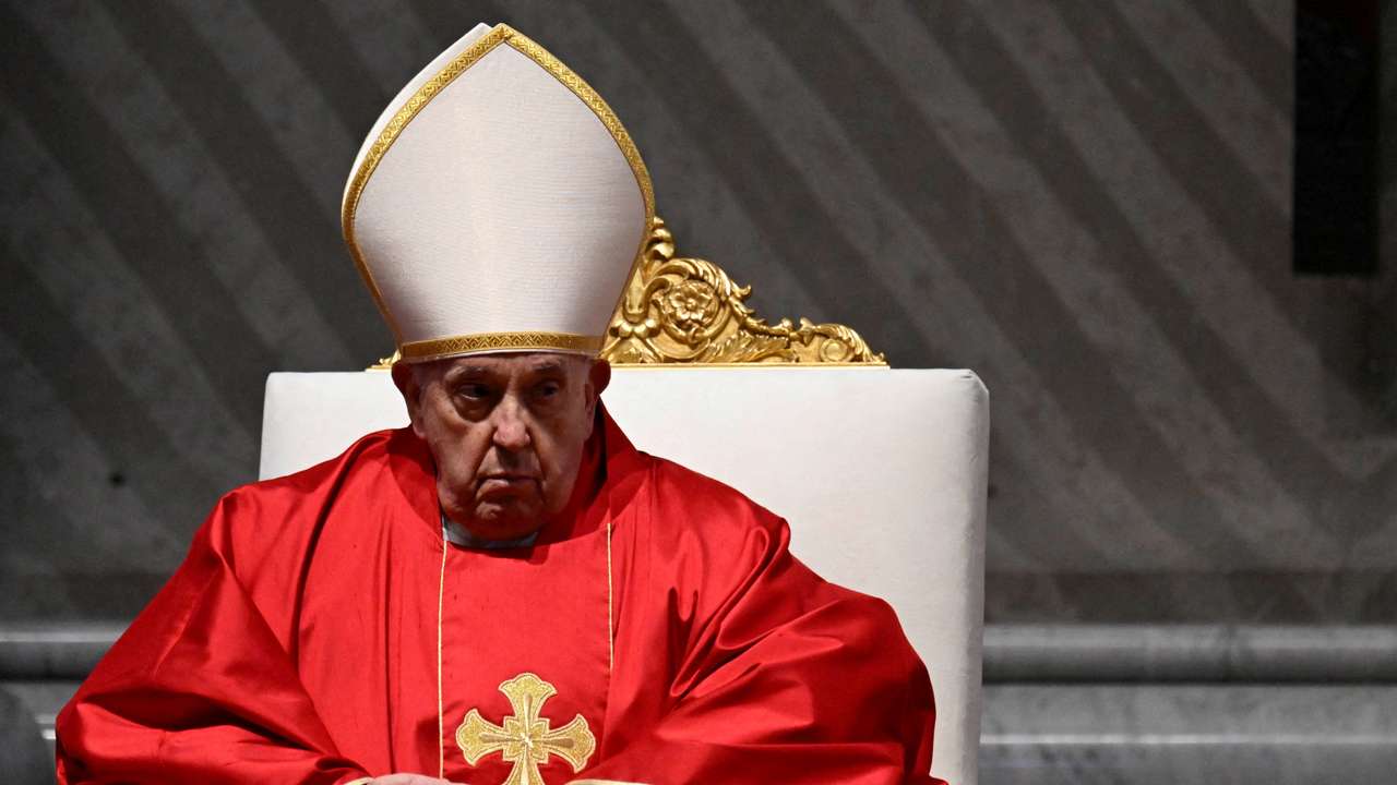 FILE PHOTO: Pope Francis leads Passion of the Lord service in St Peter's Basilica, Vatican