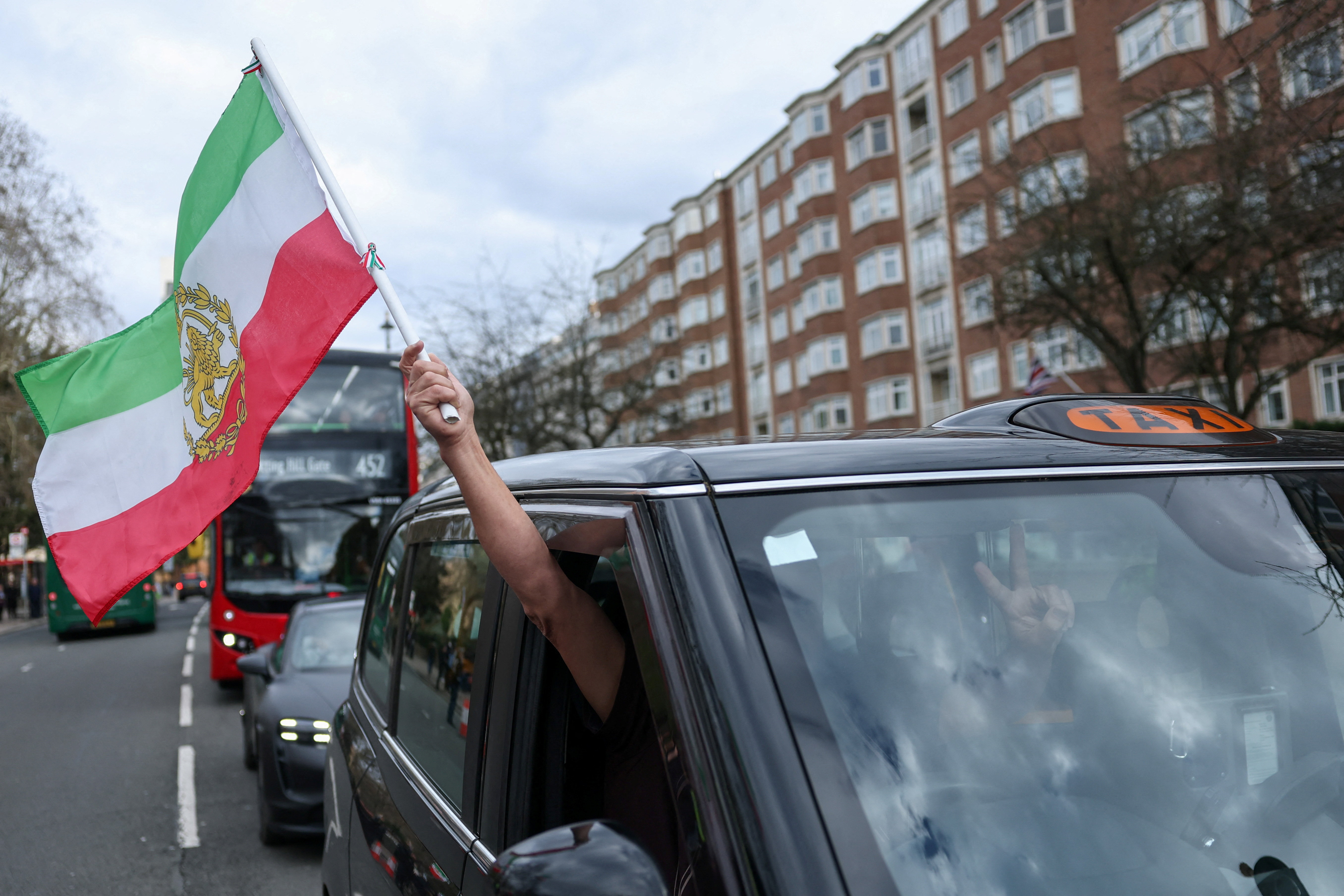 Rally in support of military action against the Iranian regime, in London
