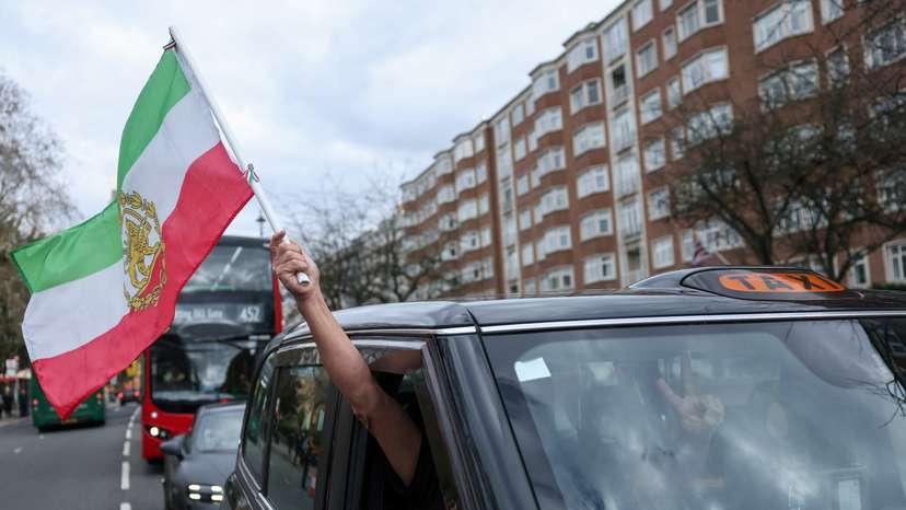 Rally in support of military action against the Iranian regime, in London