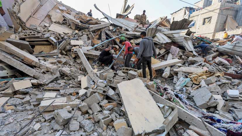 Aftermath of an Israeli strike on a house in Nuseirat, central Gaza Strip
