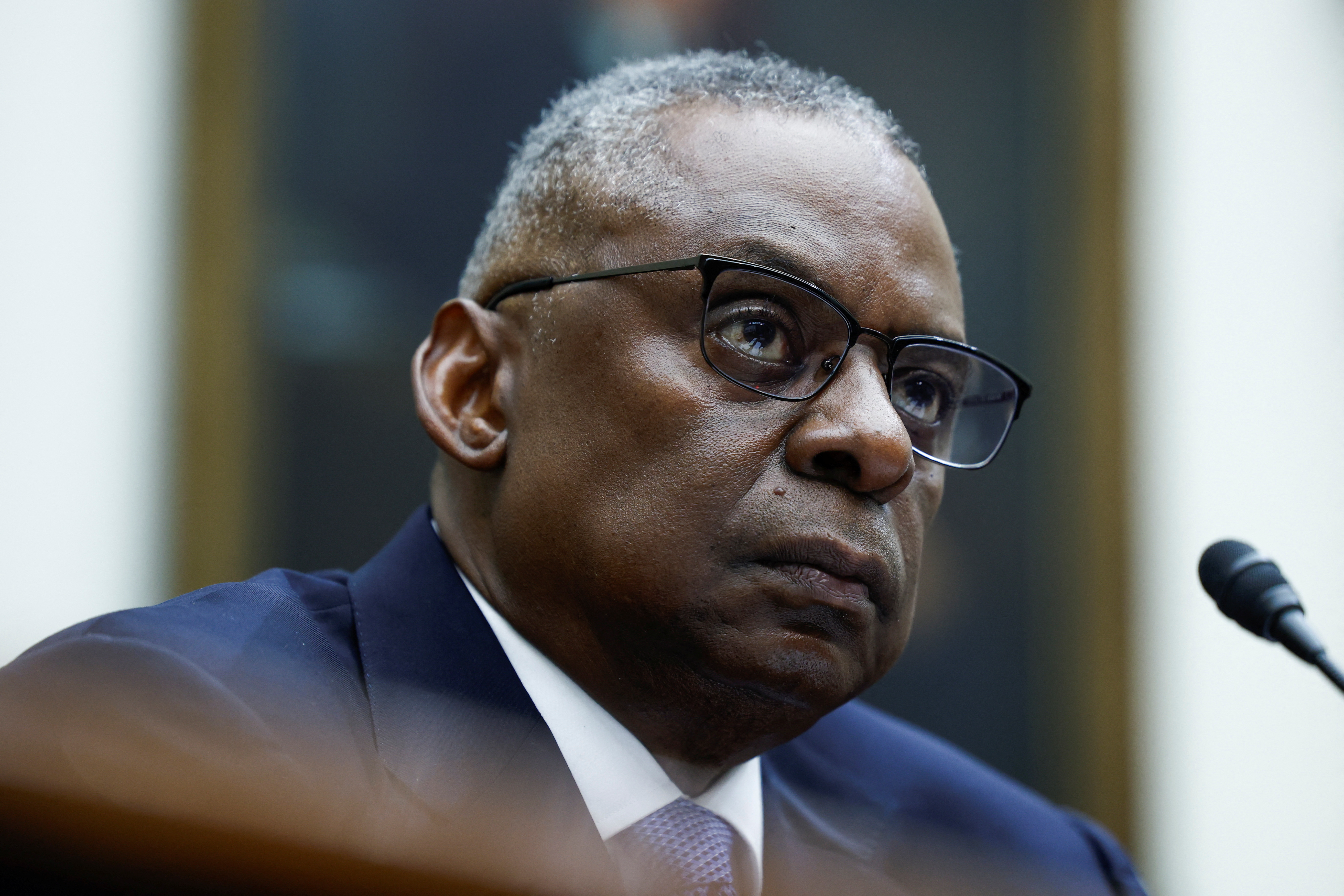 U.S. Defense Secretary Lloyd Austin testifies before a House Armed Services Committee hearing about his failure to disclose his cancer diagnosis and subsequent hospitalizations, on Capitol Hill