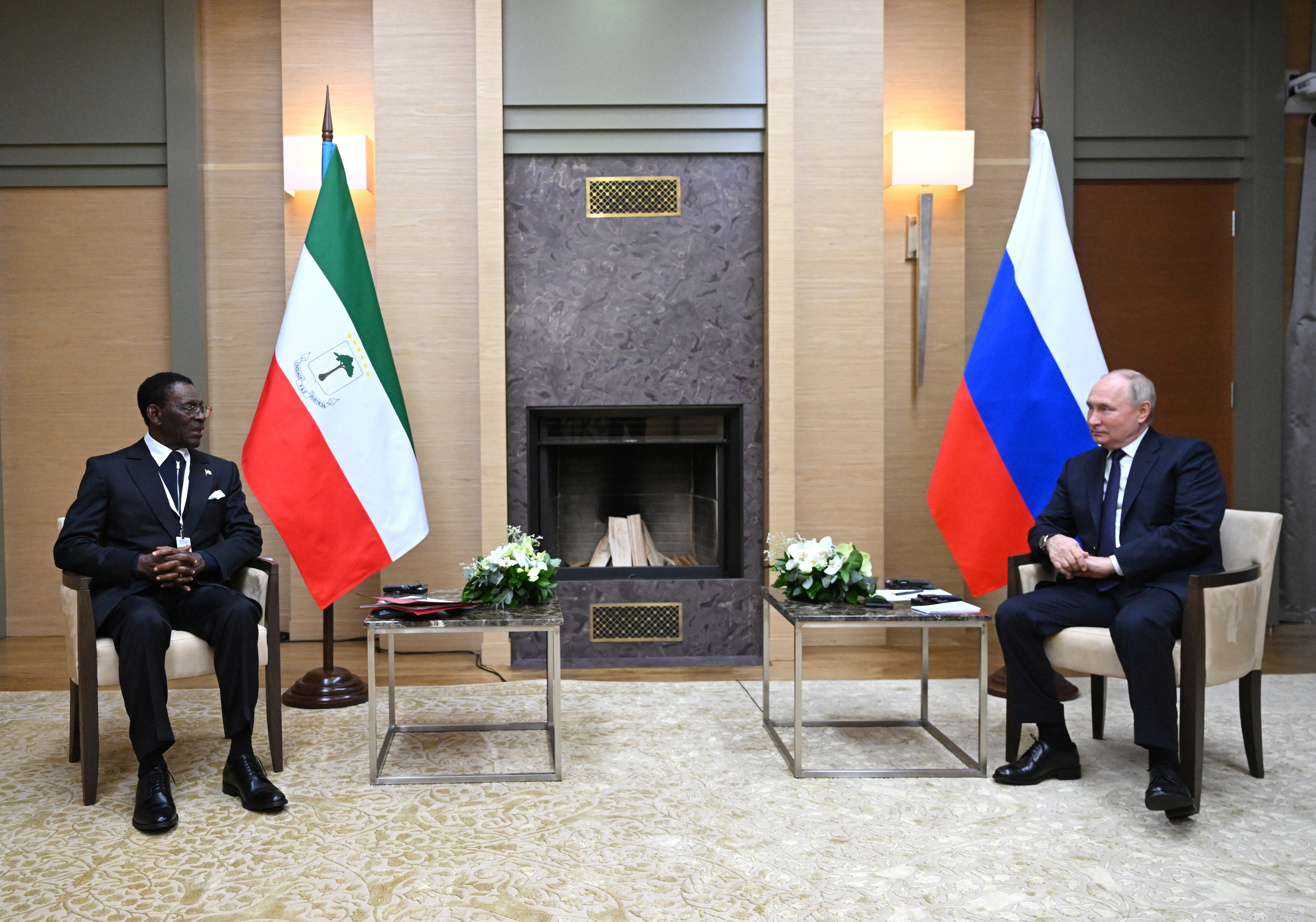 Russian President Vladimir Putin meets with President of Equatorial Guinea Teodoro Obiang Nguema Mbasogo in Moscow
