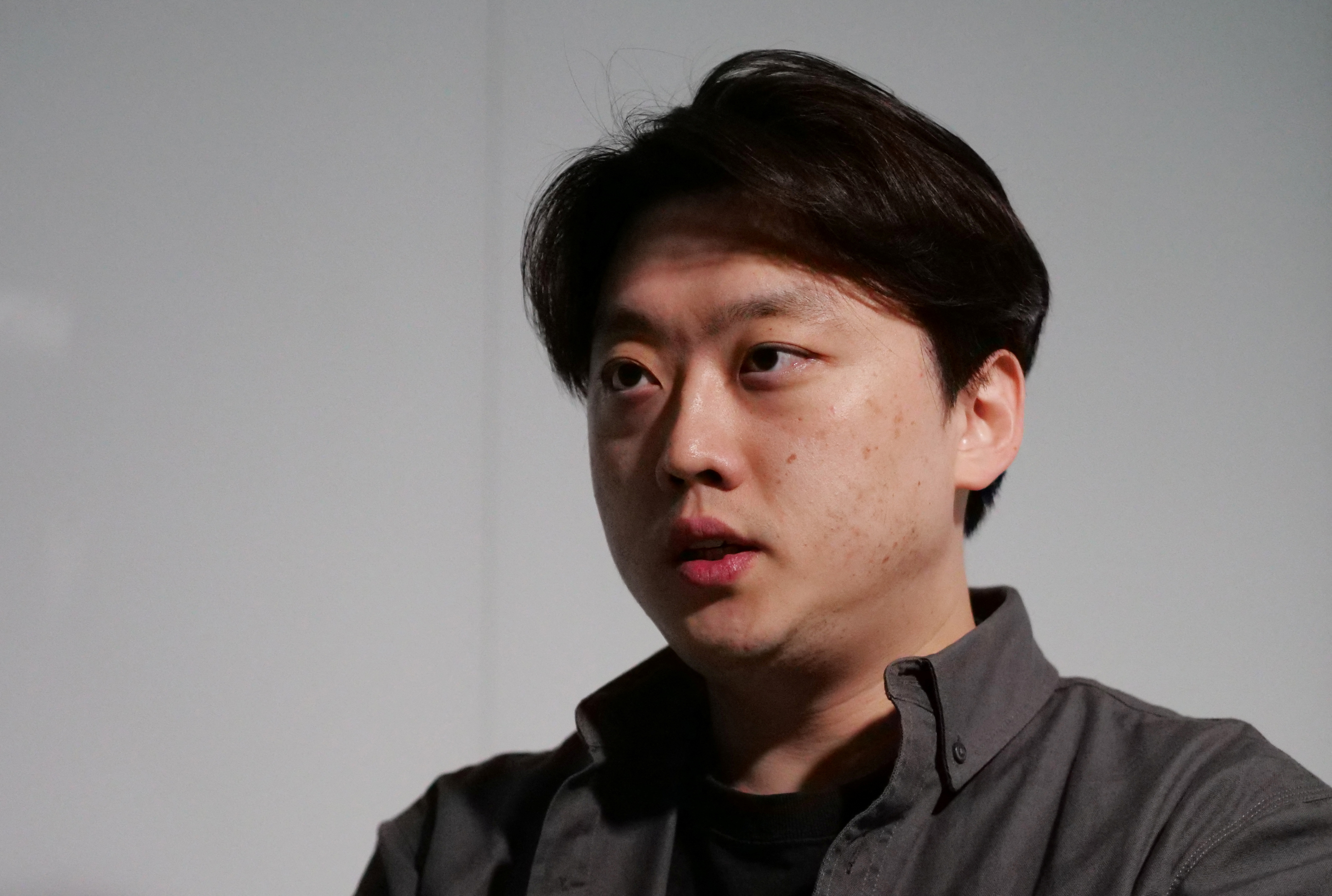 Park Dan, head of the Korean Intern Resident Association, speaks during an interview with Reuters in Seoul