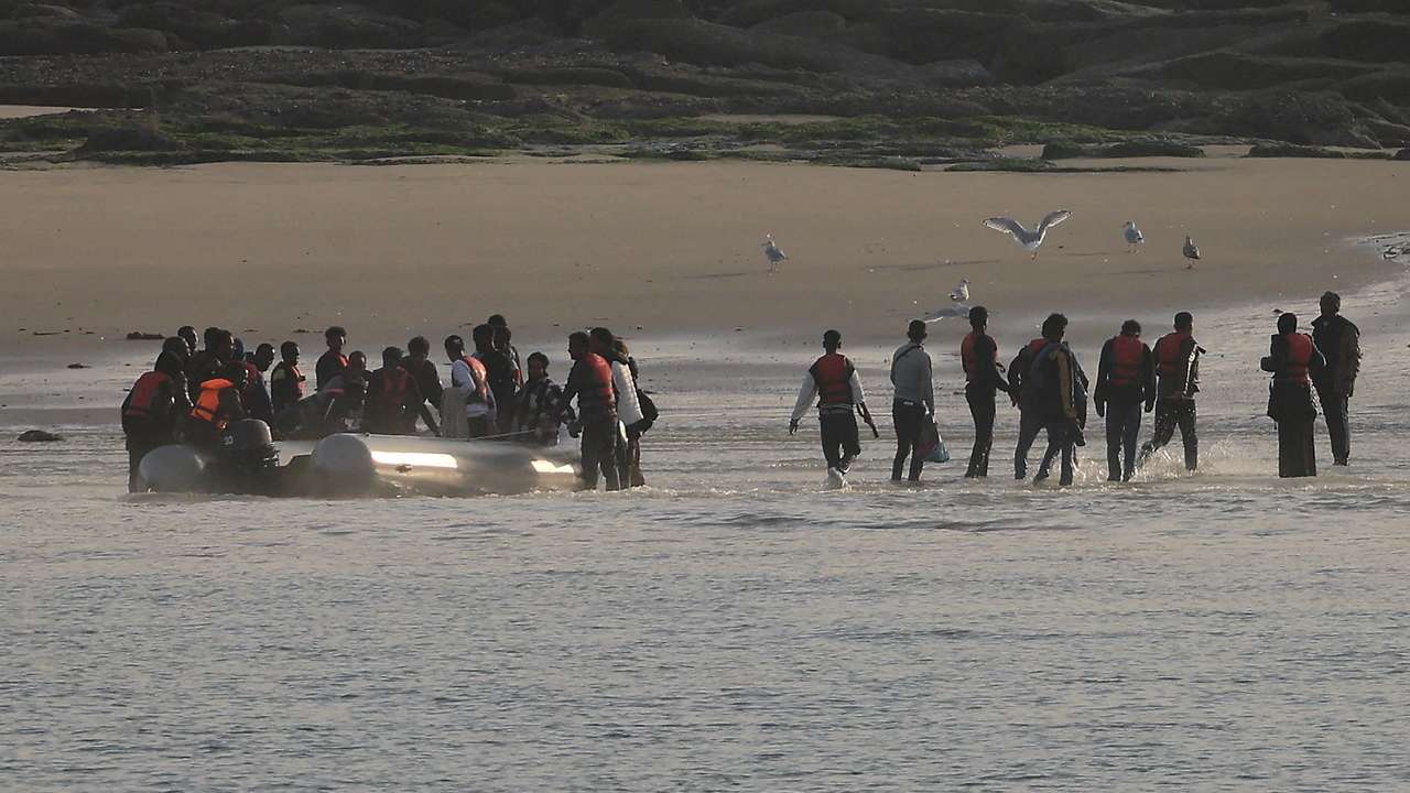 FILE PHOTO: Migrants boats crossing Channel as warm weather and calm seas are favourable for crossings