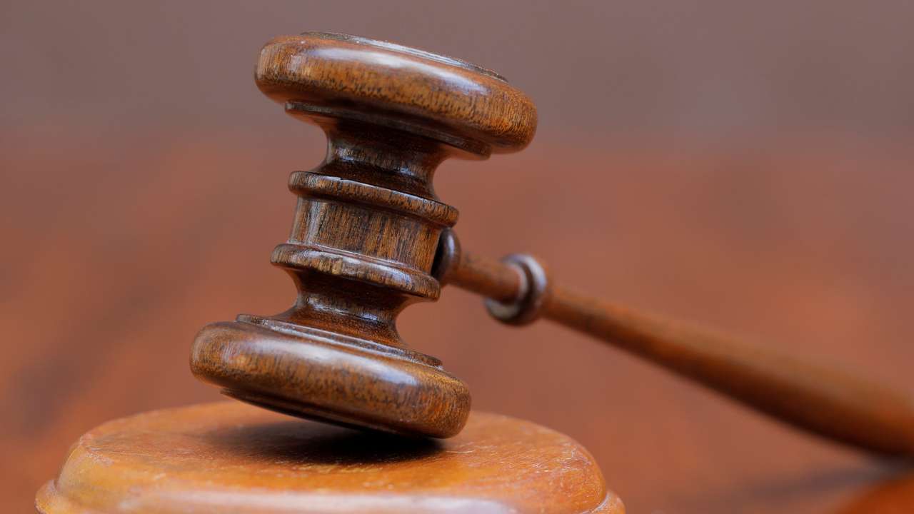 A gavel and a block is pictured at the George Glazer Gallery antique store in this illustration picture taken in Manhattan, New York City