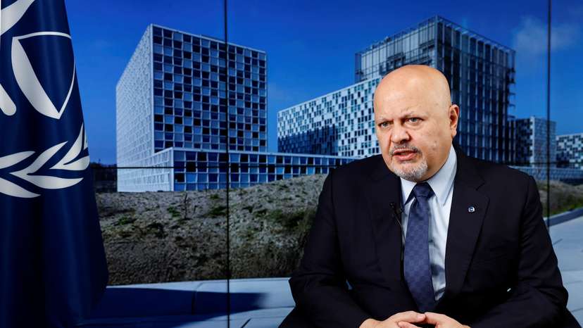International Criminal Court (ICC) Prosecutor Karim Khan talks during an interview with Reuters