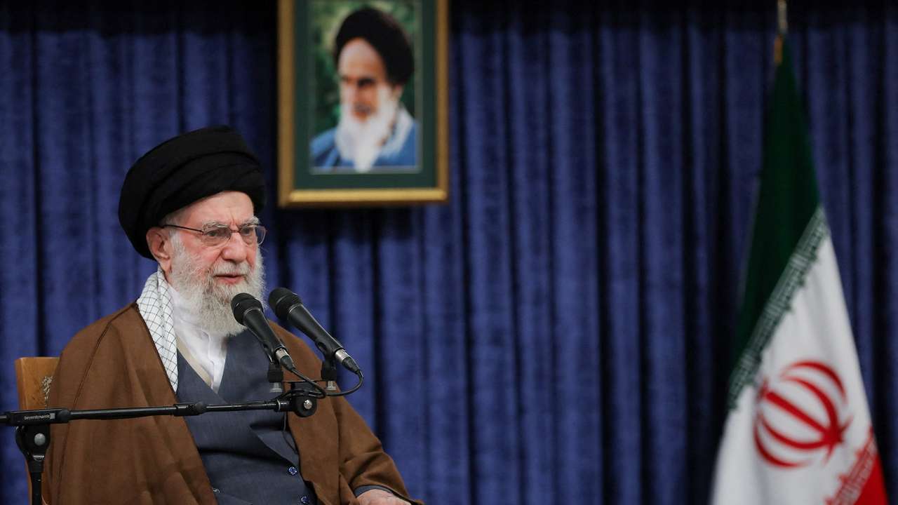 Iran's Supreme Leader Ayatollah Ali Khamenei speaks during a meeting in Tehran