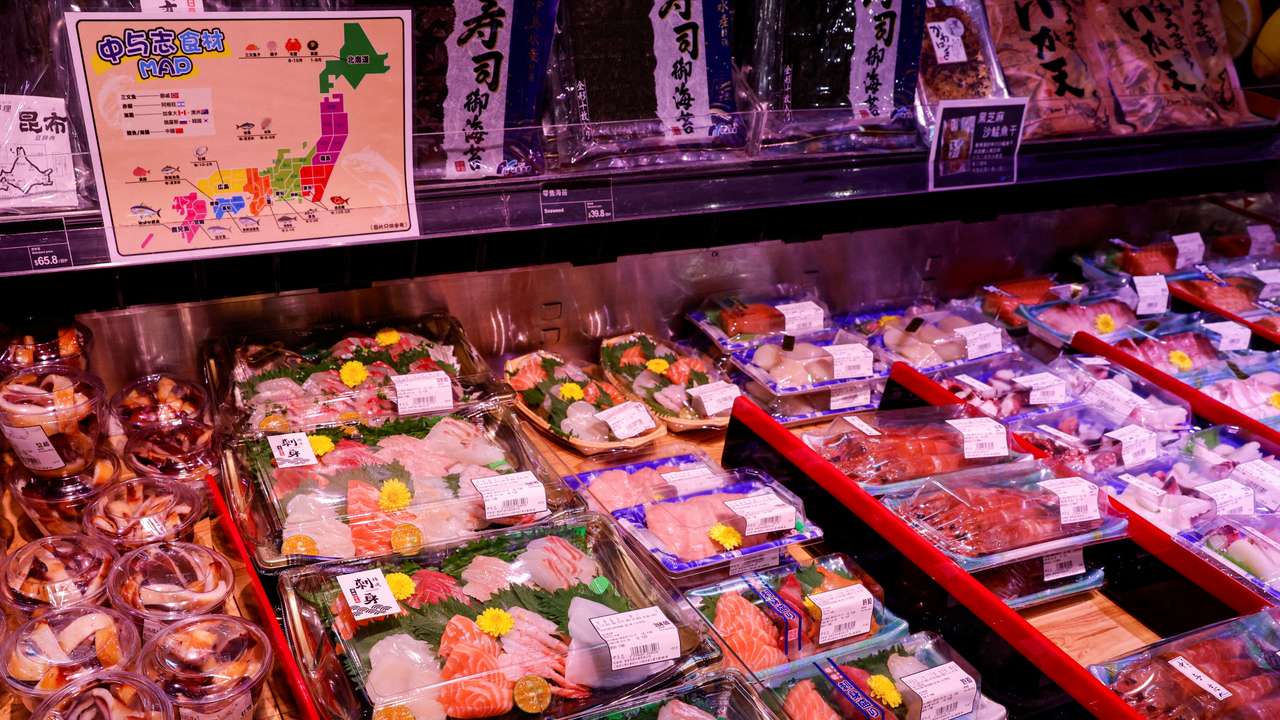 Japanese imports of seafood are seen in a supermarket in Hong Kong