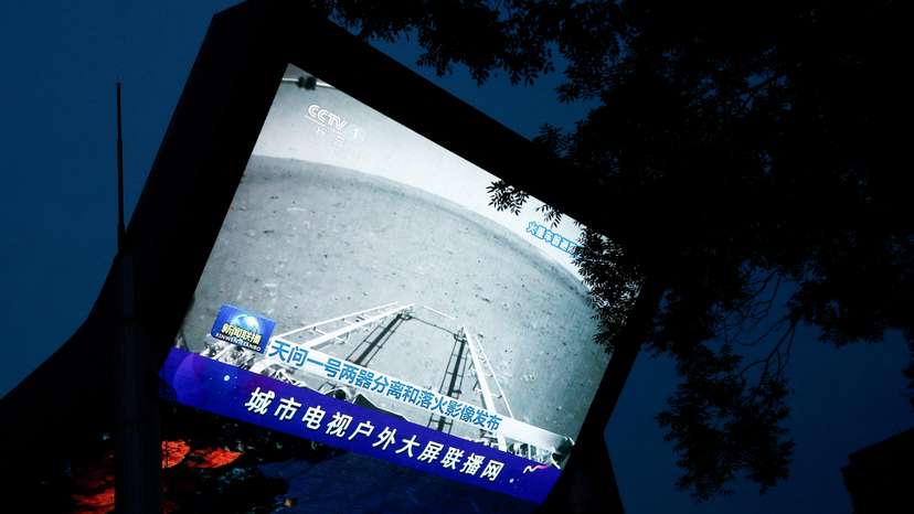 FILE PHOTO: Image of Mars taken by Chinese Mars rover Zhurong as part of the Tianwen-1 mission, in Beijing