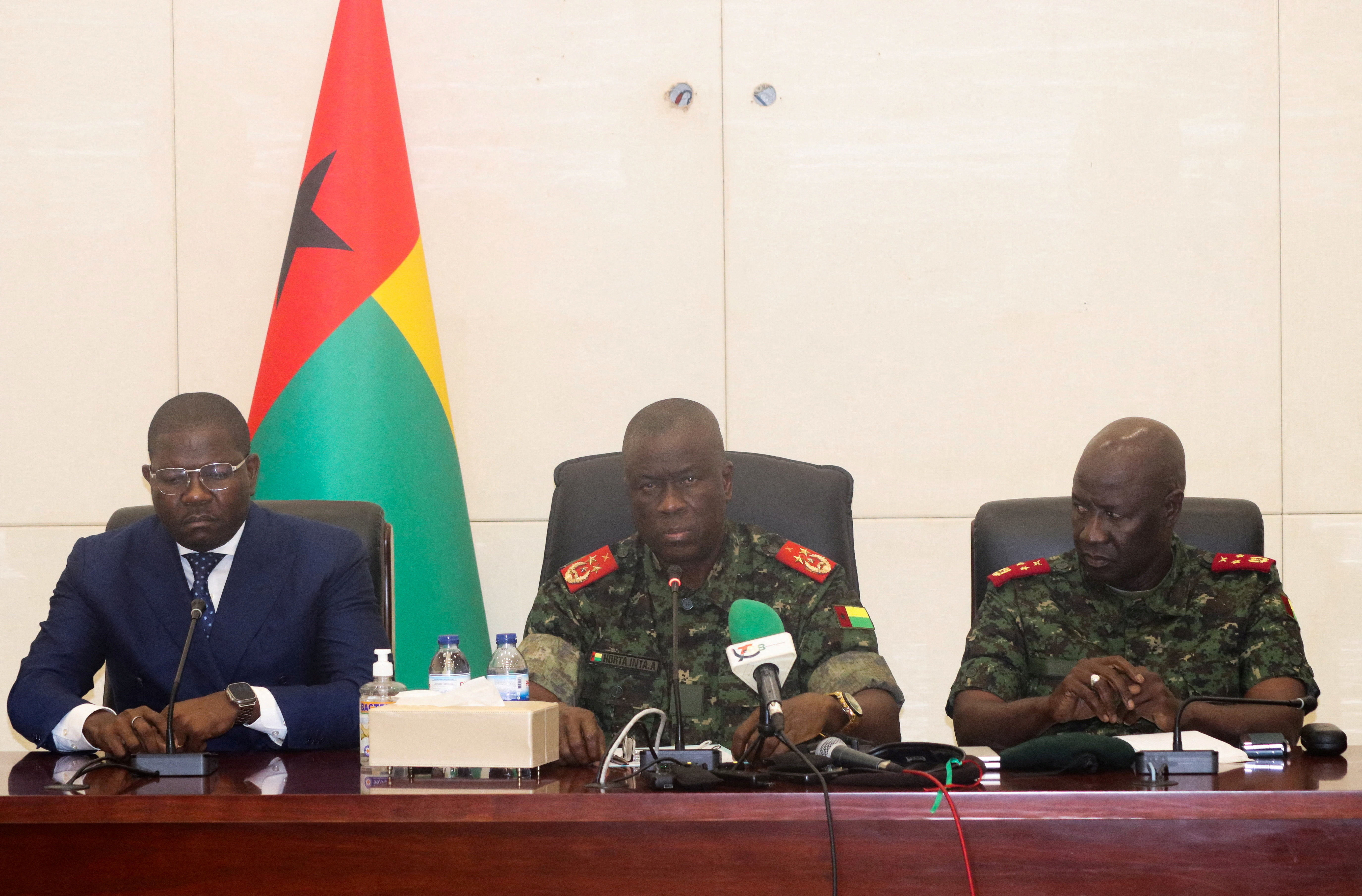 FILE PHOTO: Guinea-Bissau's transitional president Major-General Horta Inta-a attends a press conference in Bissau